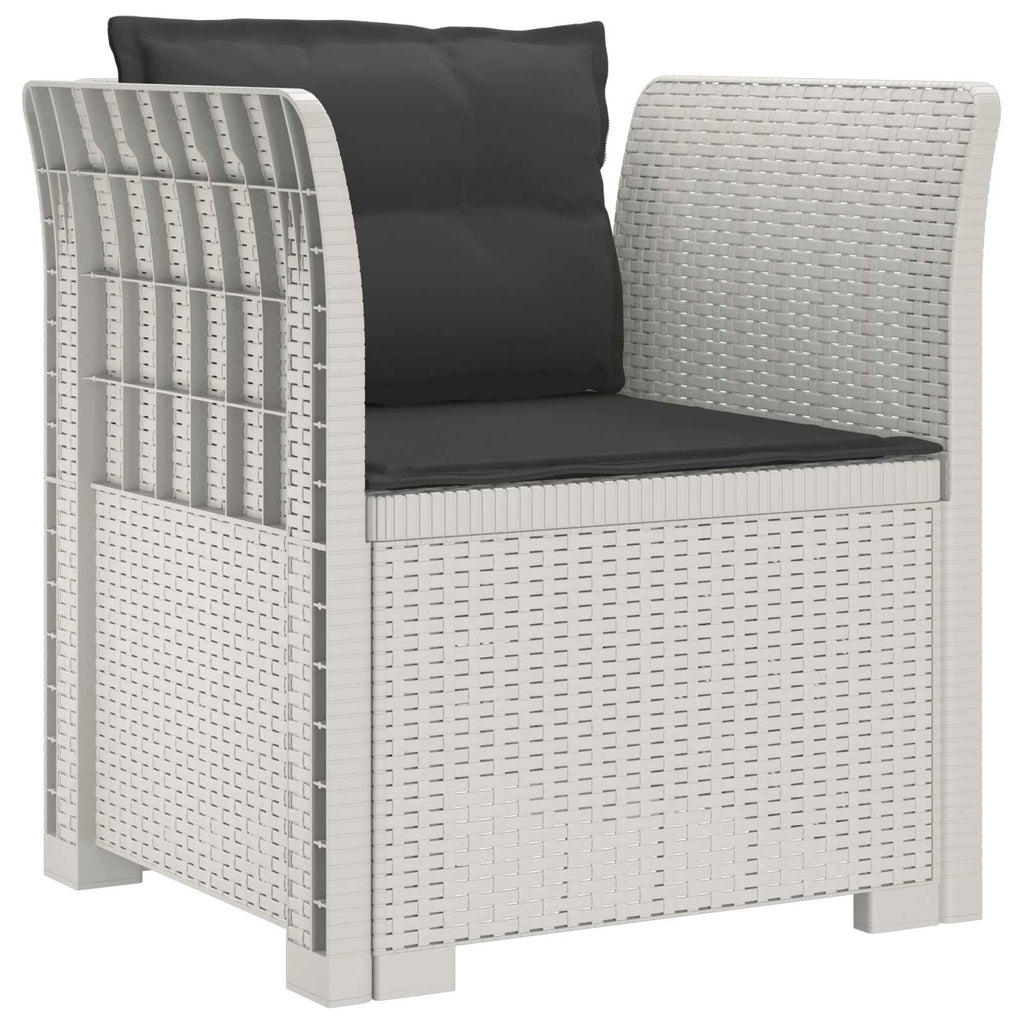 Poltrona a 1 Posto con Cuscini Aspetto Rattan PP Bianco