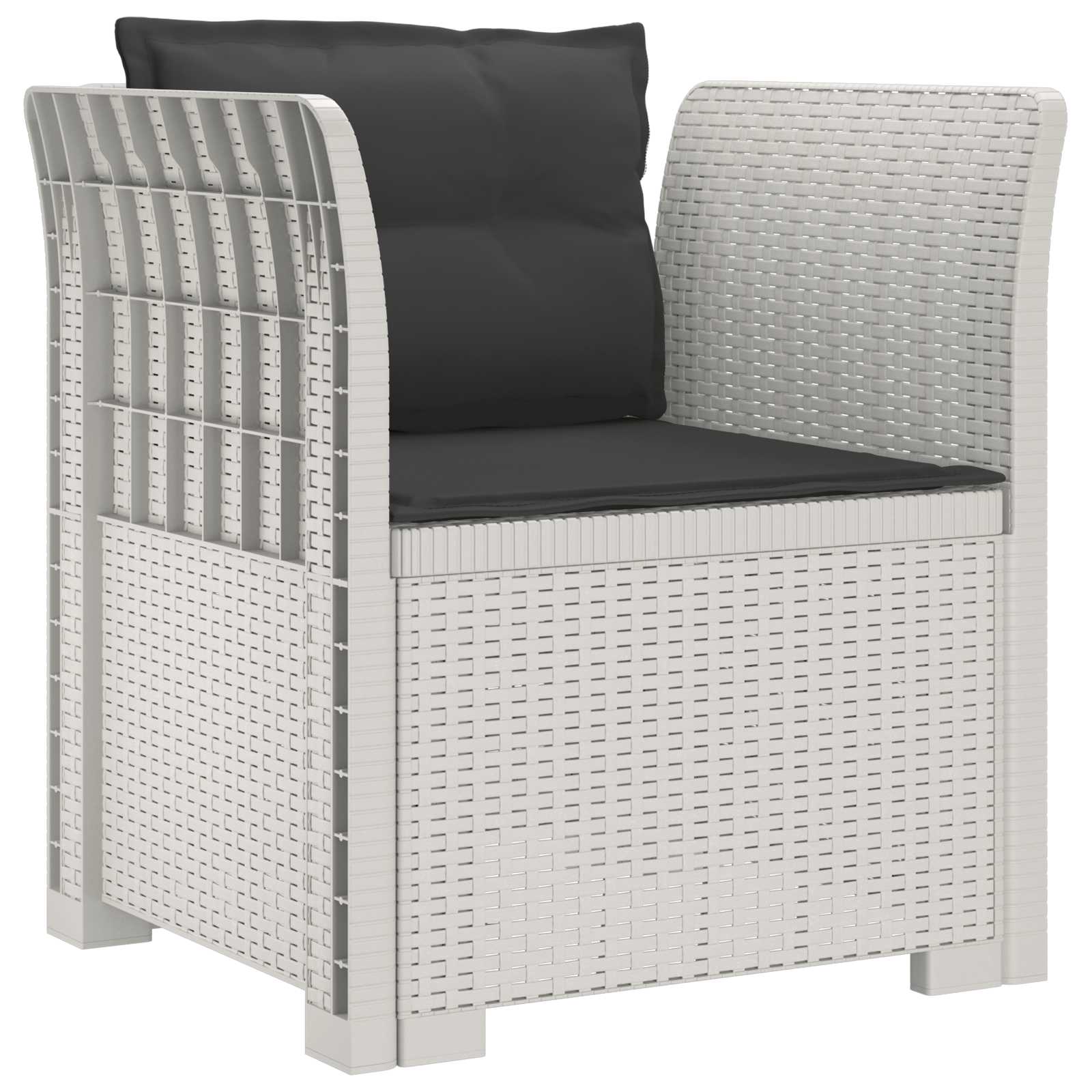 Poltrona a 1 Posto con Cuscini Aspetto Rattan PP Bianco