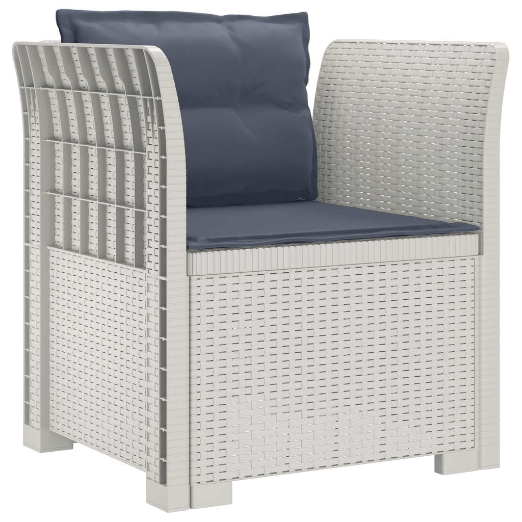 Poltrona a 1 Posto con Cuscini Aspetto Rattan PP Bianco