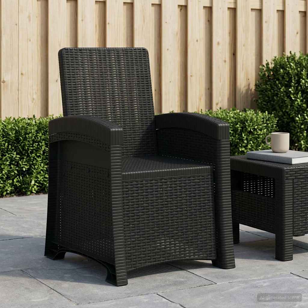 Sedia da giardino reclinabile effetto rattan Antracite PP