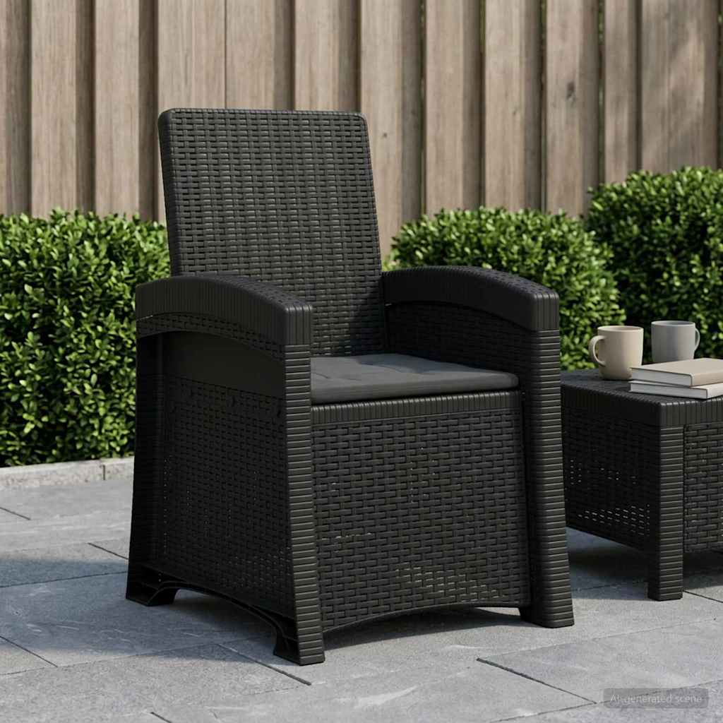 Sedia da giardino reclinabile effetto rattan Antracite PP