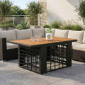 Tavolo da giardino sollevabile Nero e naturale 100 x 55 x 37 cm