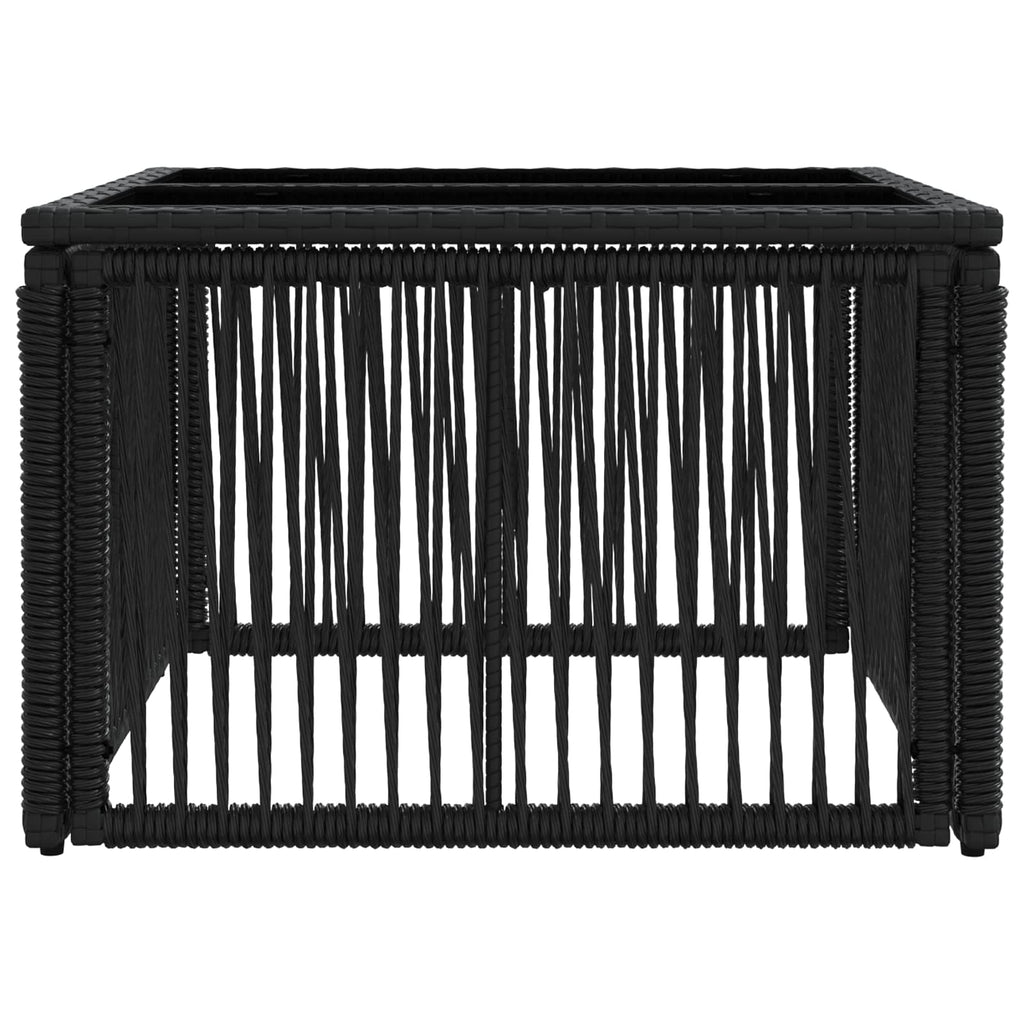 Tavolo da Giardino Nero 55 x 55 x 37 cm Rattan PE e Vetro