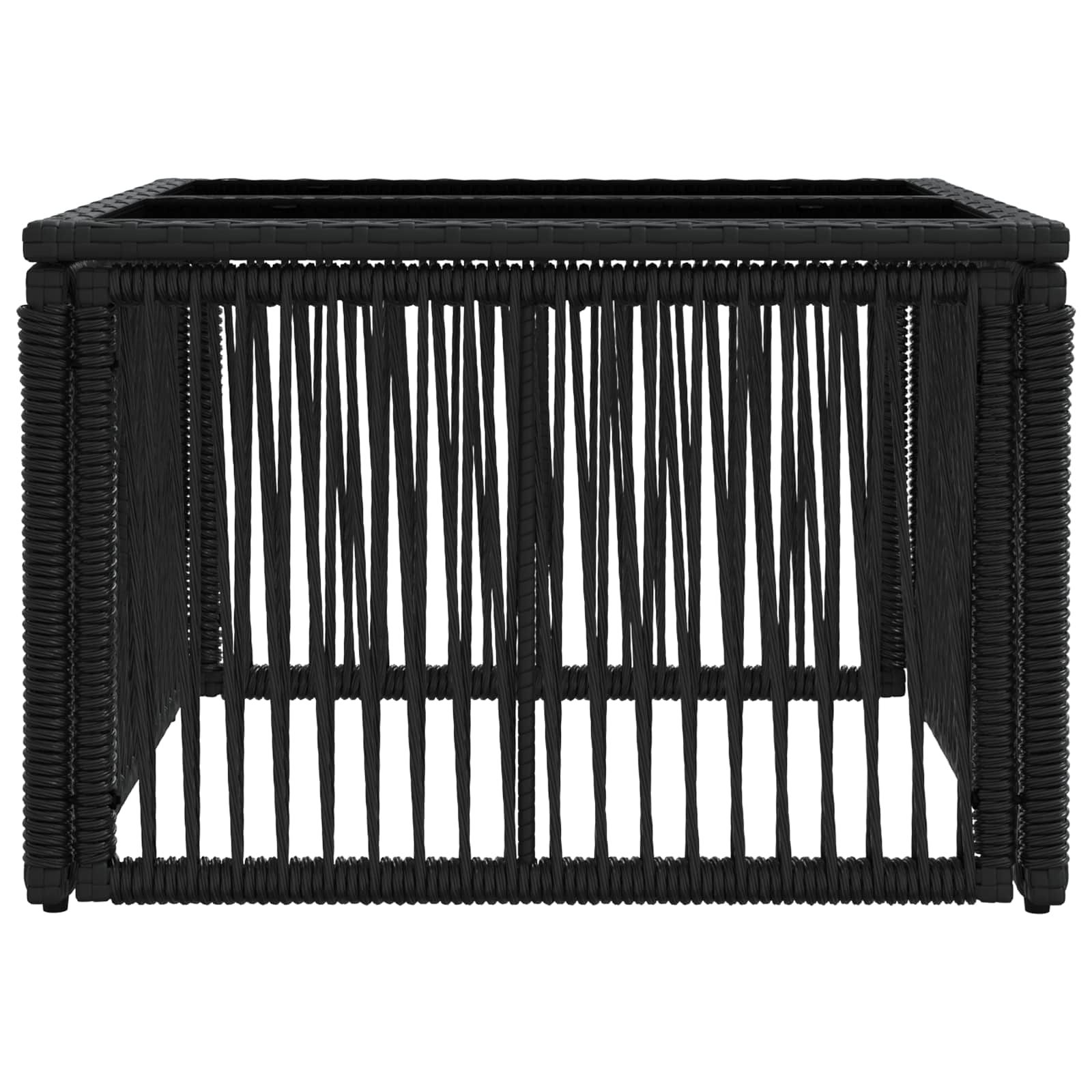 Tavolo da Giardino Nero 55 x 55 x 37 cm Rattan PE e Vetro