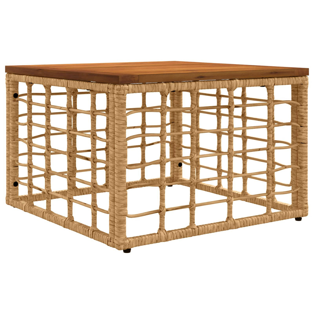 Tavolo da Giardino Naturale 55 x 55 x 37 cm Rattan PE e Vetro