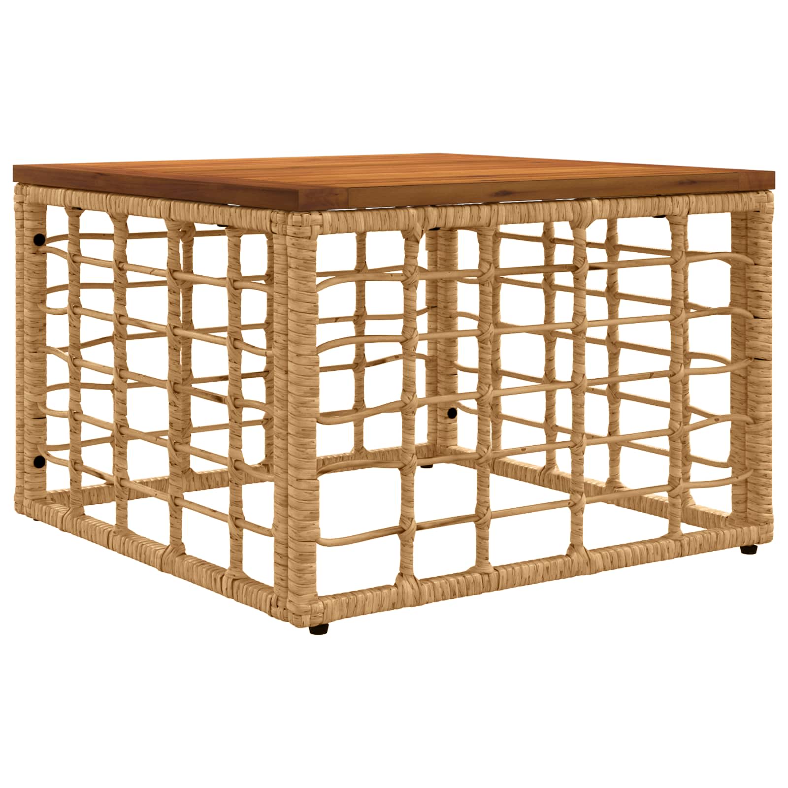 Tavolo da Giardino Naturale 55 x 55 x 37 cm Rattan PE e Vetro