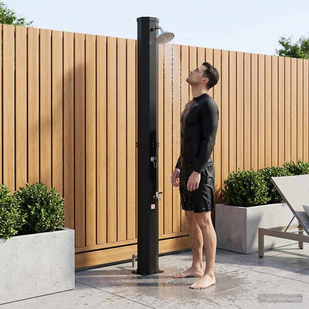 Doccia solare con testa doccia e rubinetto 40 l Nero