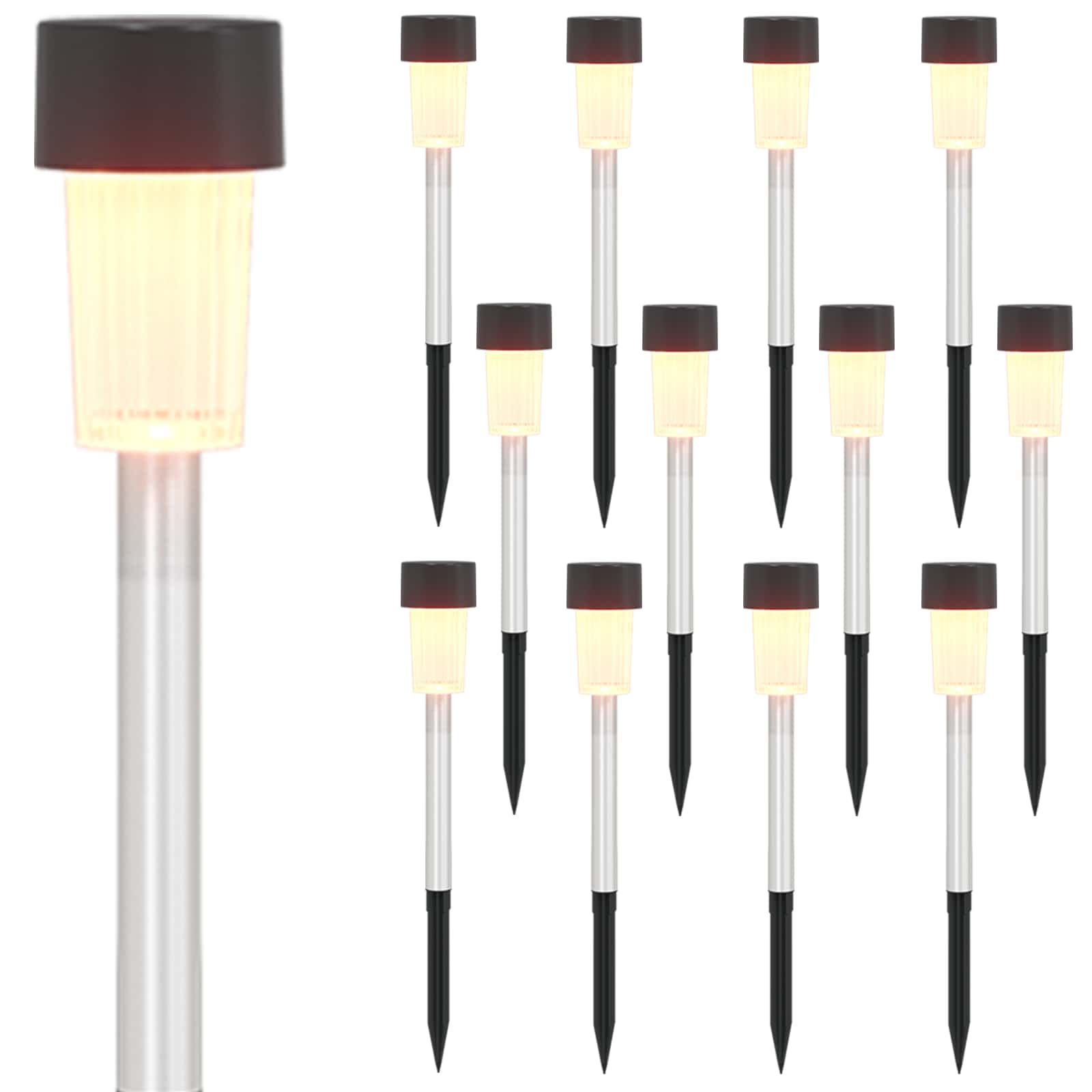 Luci solari da esterno con picchetto 12 pz Bianco caldo 29,5 cm