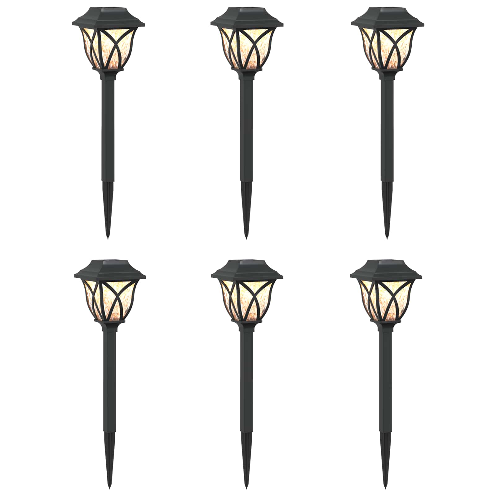 Luci solari da esterno con picchetto 6 pz Bianco caldo 42 cm PP