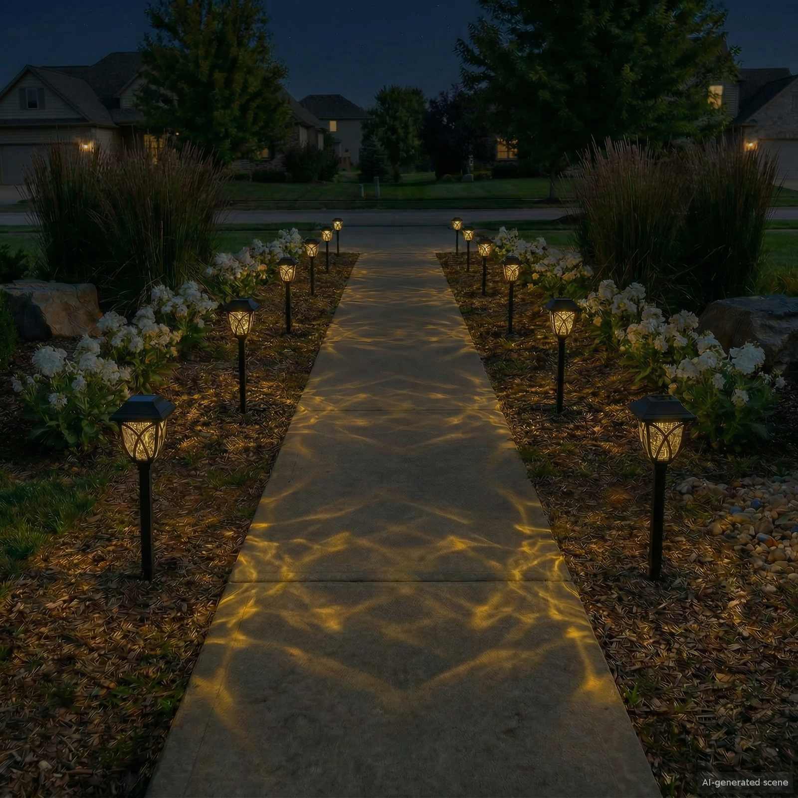 Luci solari da esterno con picchetto 12 pz Bianco caldo 42 cm