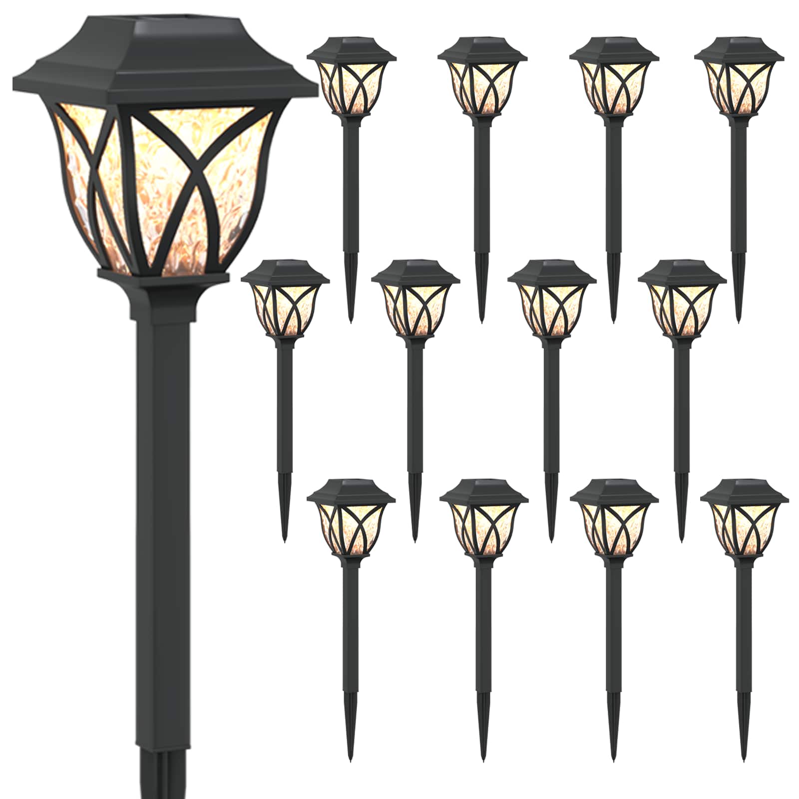 Luci solari da esterno con picchetto 12 pz Bianco caldo 42 cm