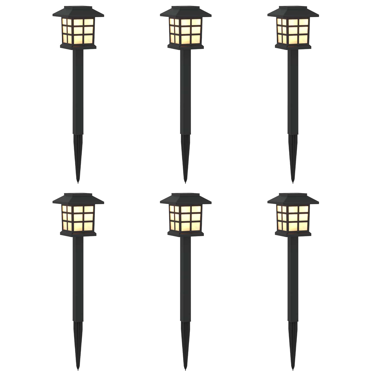 Luci solari da esterno con picchetto 6 pz Bianco caldo 38,5 cm