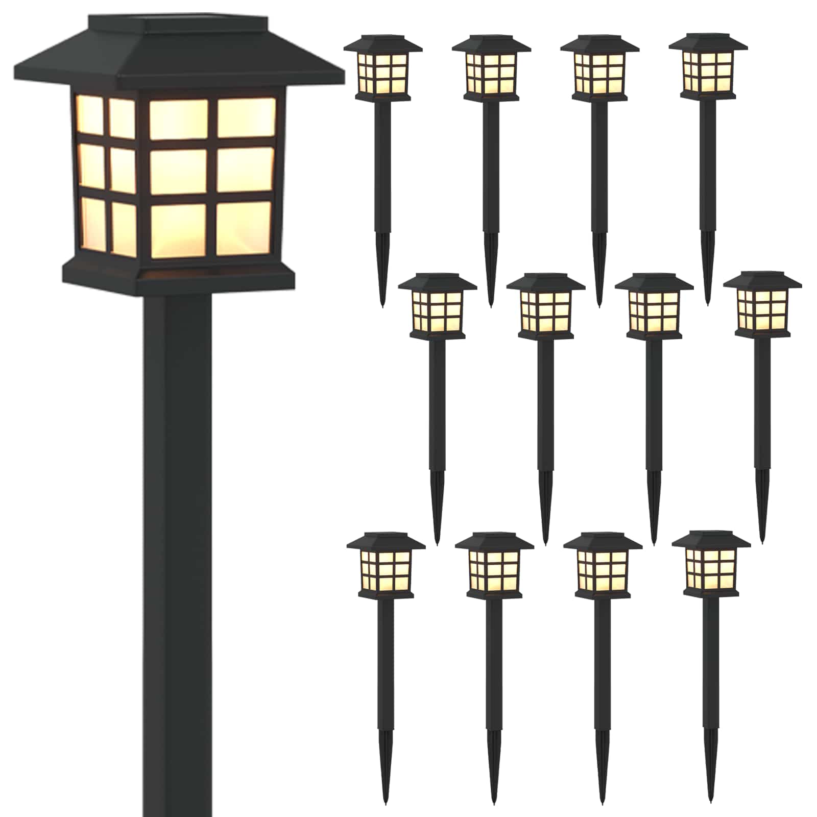 Luci solari da esterno con picchetto 12 pz Bianco caldo 38,5 cm