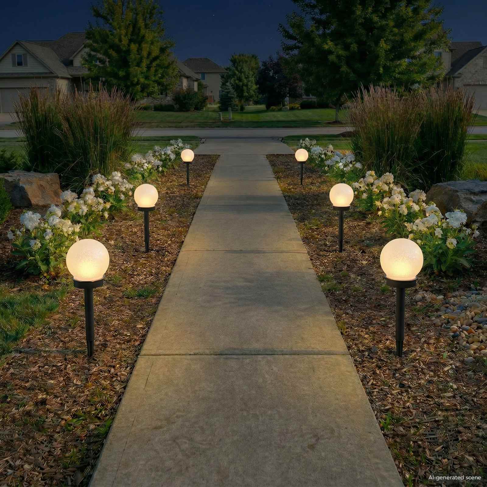 Luci solari da esterno con picchetto 4 pz Bianco caldo 38,5 cm
