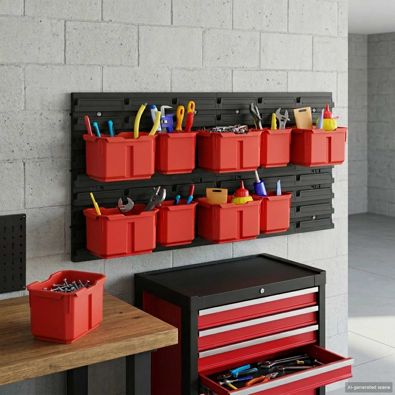 Scaffale contenitore Nero e Rosso 77,5 x 2 x 39 cm PP