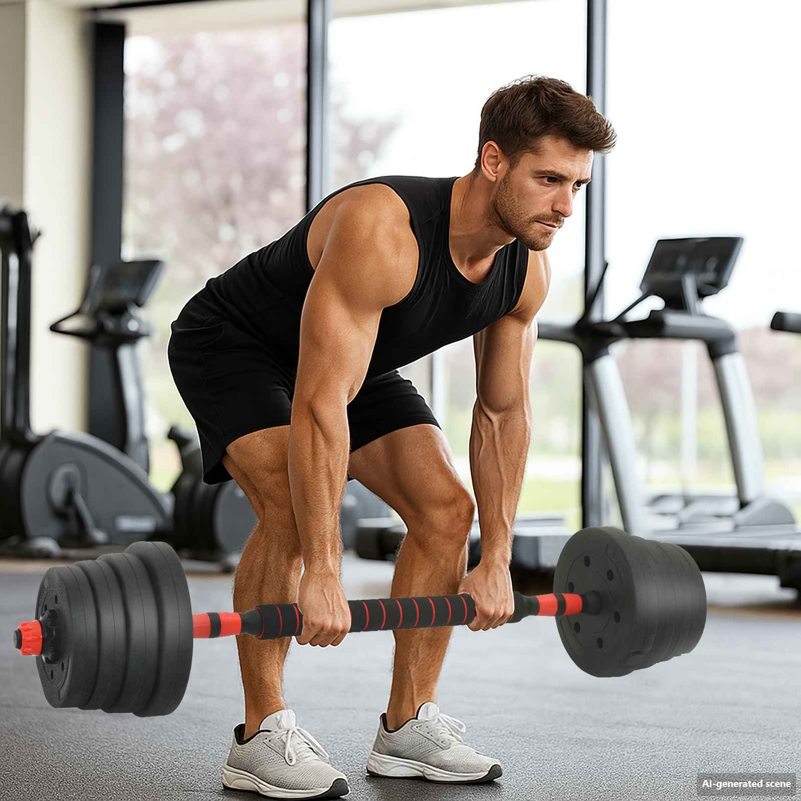 Set di Manubri 2-in-1 40kg Nero e Rosso