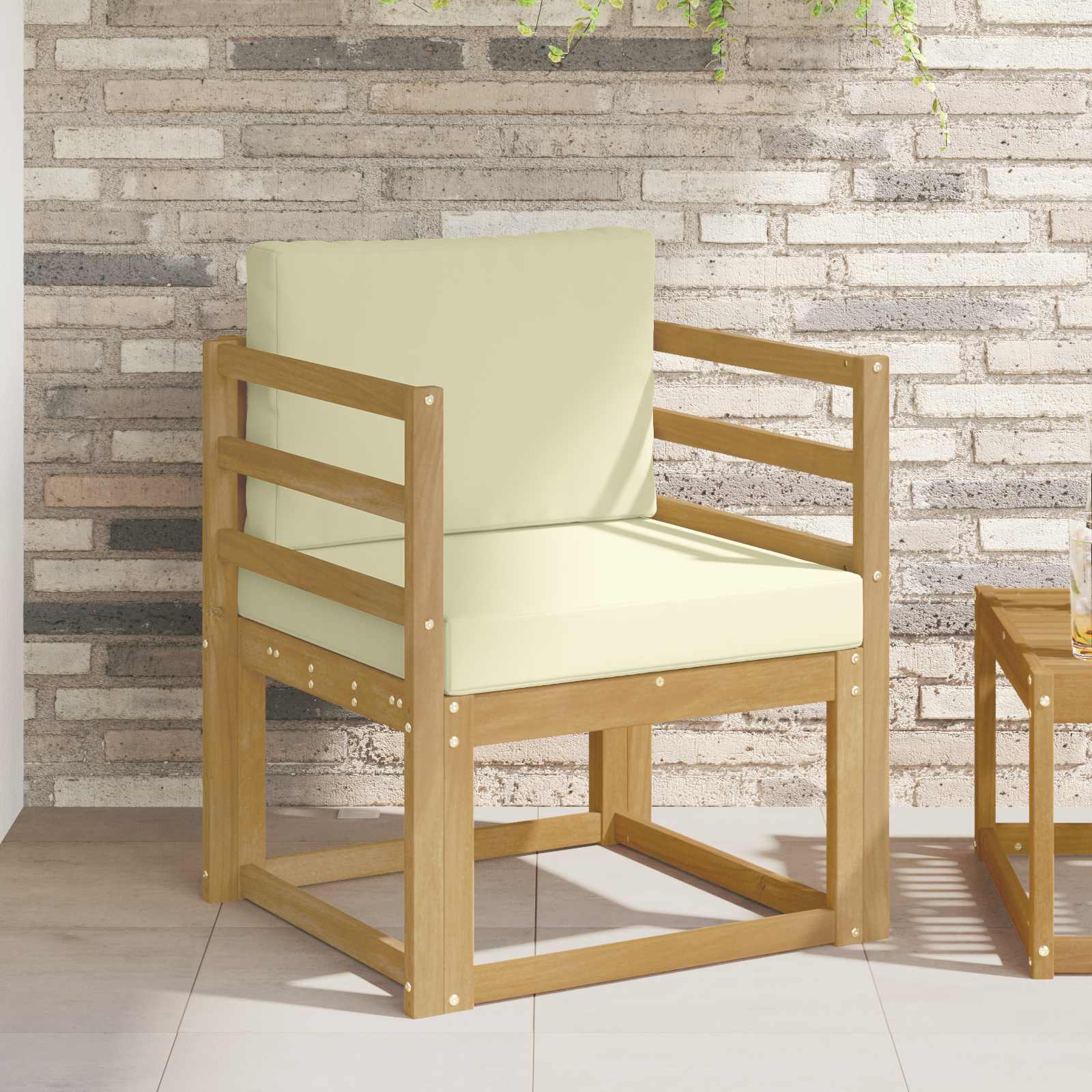 2 Pezzo Set di divani da esterno Poliestere Bianco e Crema