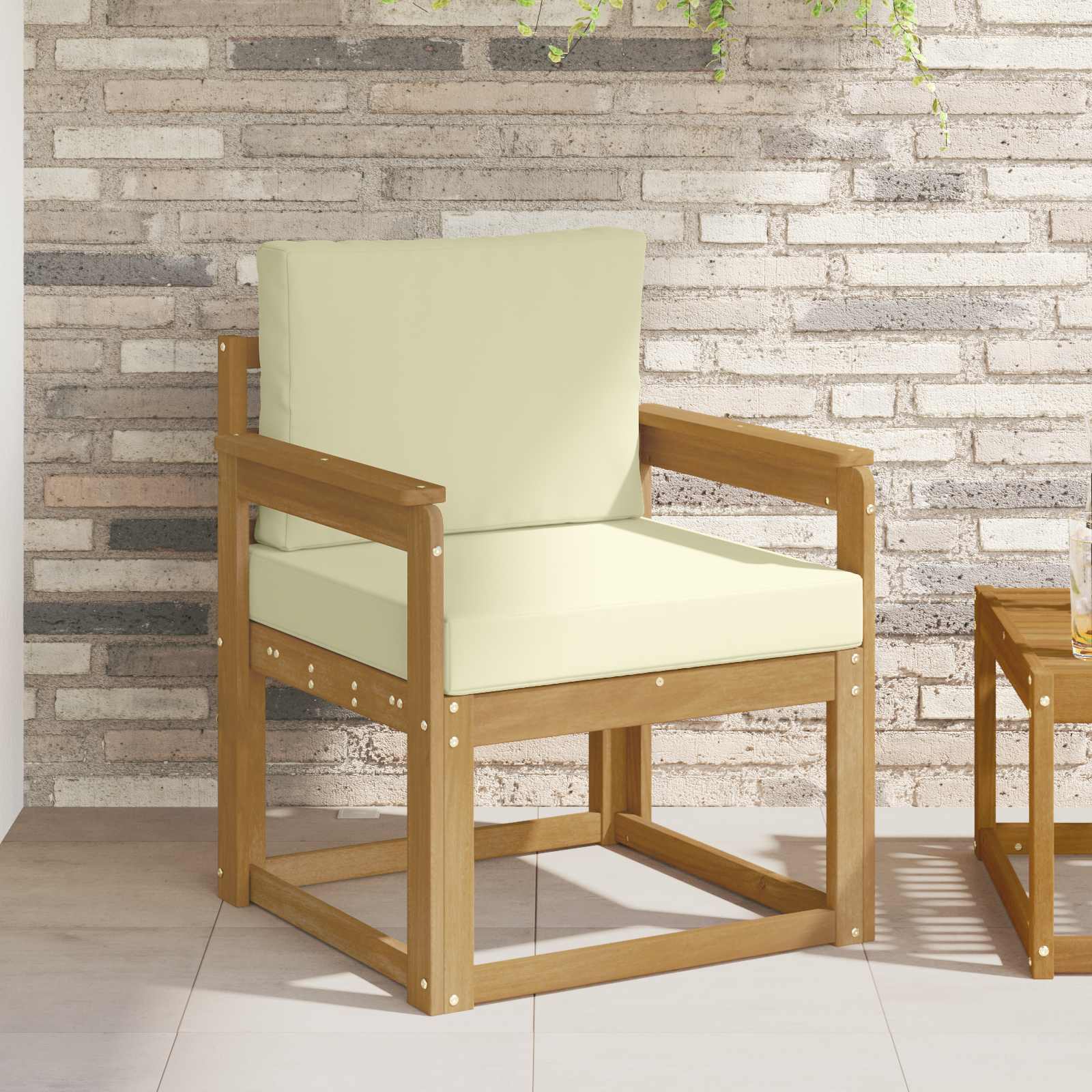 2 Pezzo Set di divani da esterno Poliestere Bianco e Crema