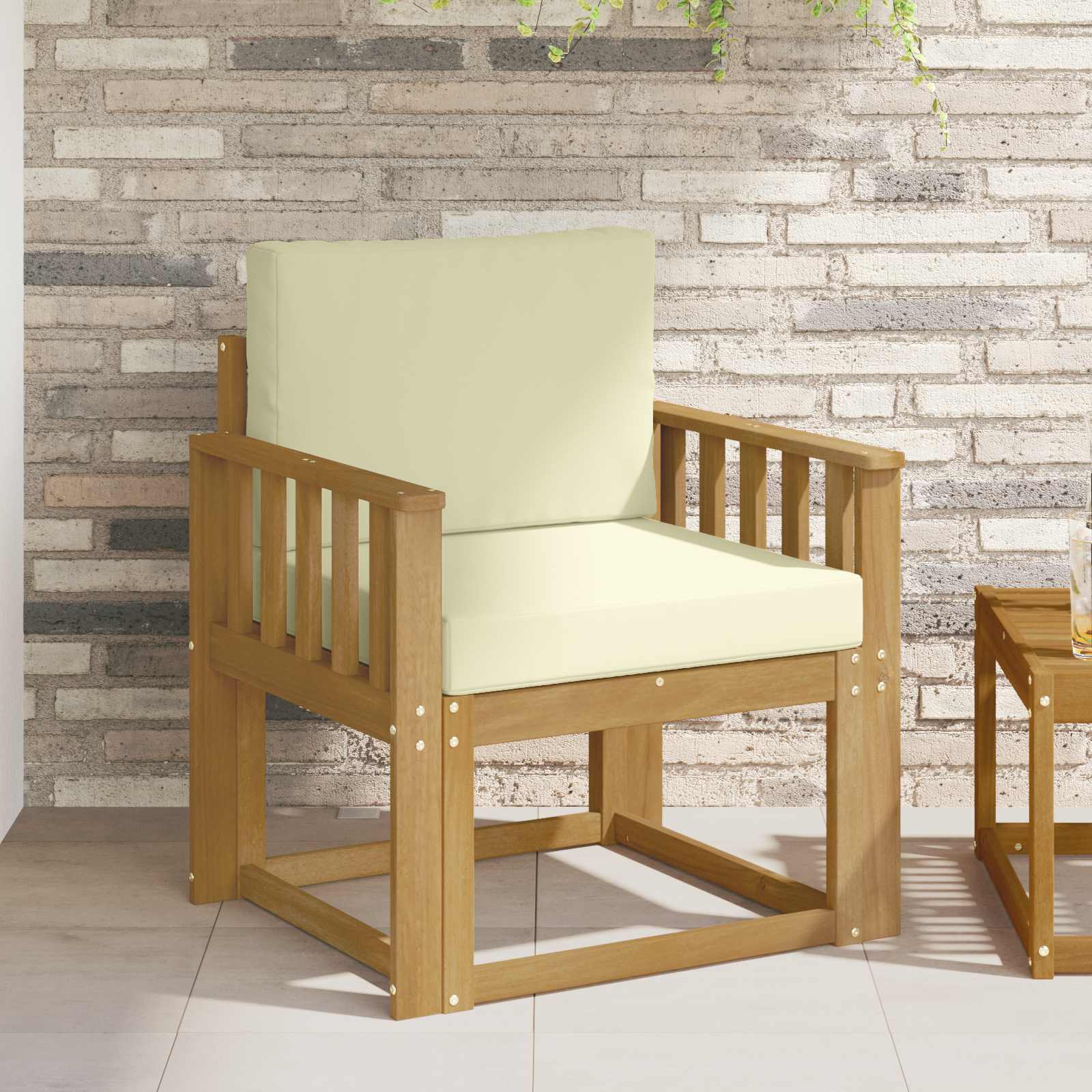 2 Pezzo Set di divani da esterno Poliestere Bianco e Crema