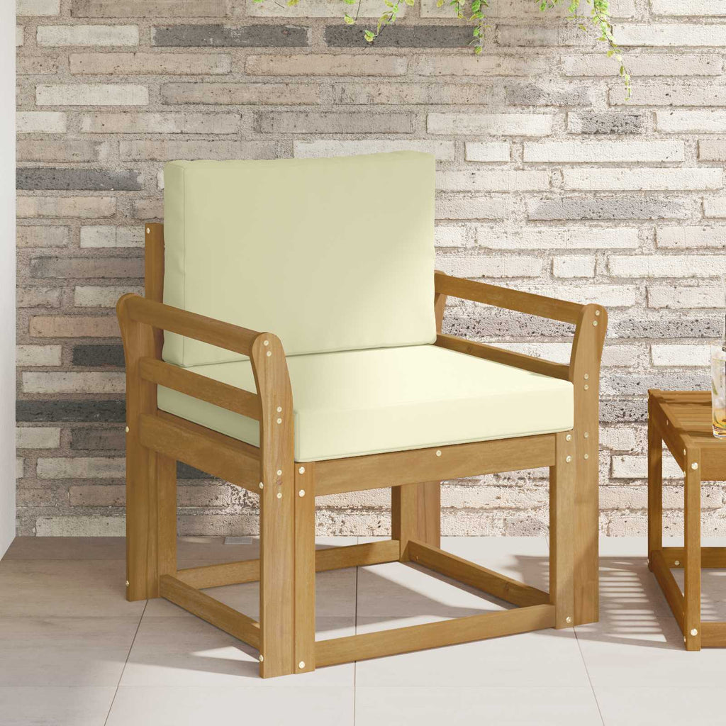 2 Pezzo Set di divani da esterno Poliestere Bianco e Crema