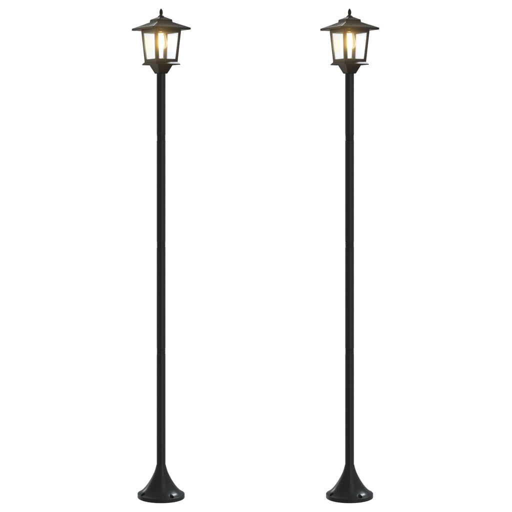 Set di Lampioni with LED Bulb 2 pz Nero 16 x 16 x 156 cm