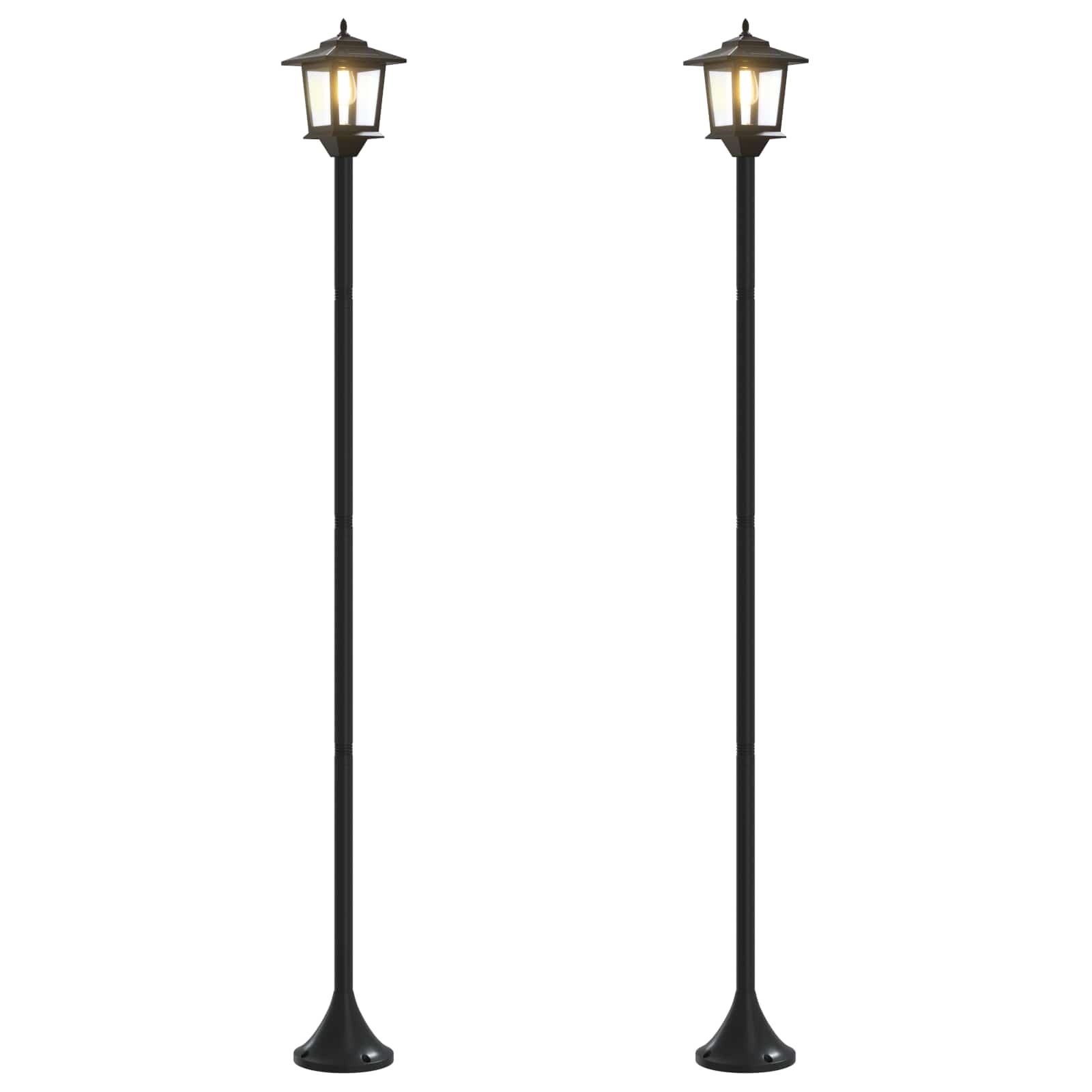 Set di Lampioni with LED Bulb 2 pz Nero 16 x 16 x 156 cm