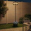 Lampione a 3 teste con vasi with LED Bulb Nero 32 x 32 x 188 cm