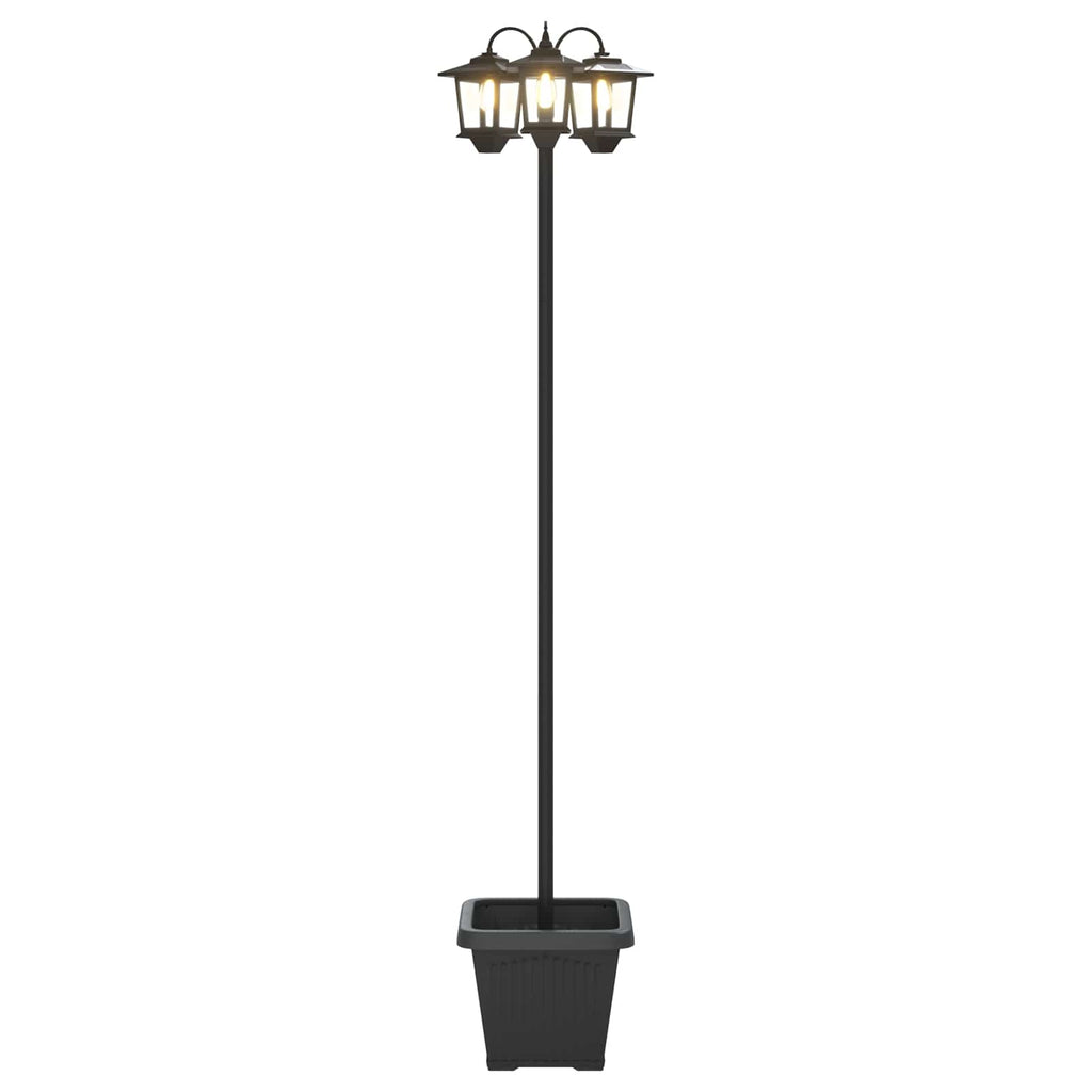 Lampione a 3 teste con vasi with LED Bulb Nero 32 x 32 x 188 cm