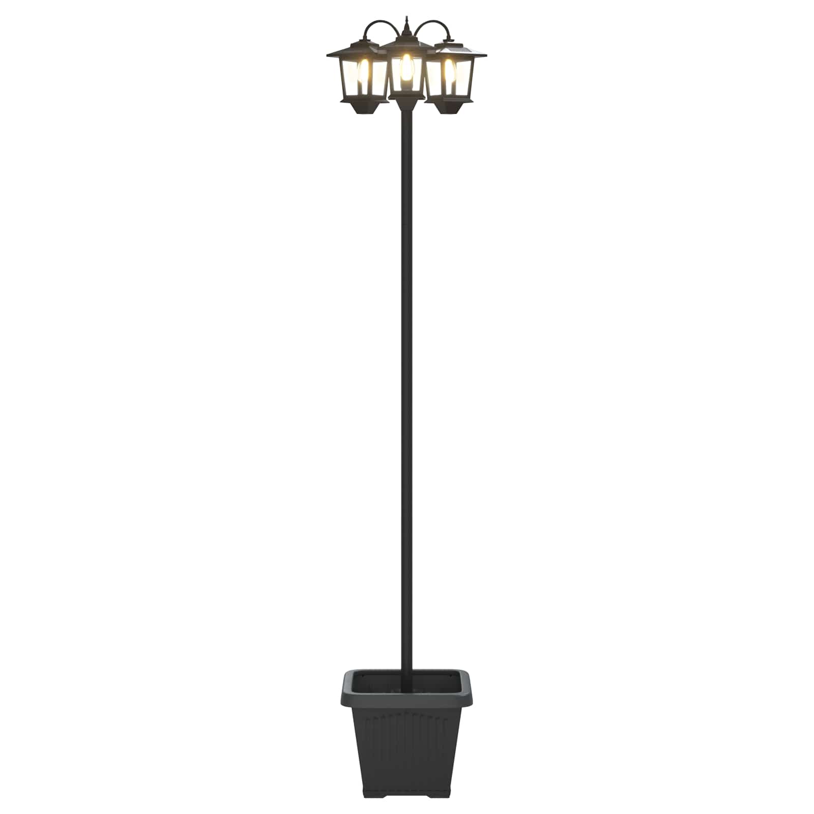 Lampione a 3 teste con vasi with LED Bulb Nero 32 x 32 x 188 cm