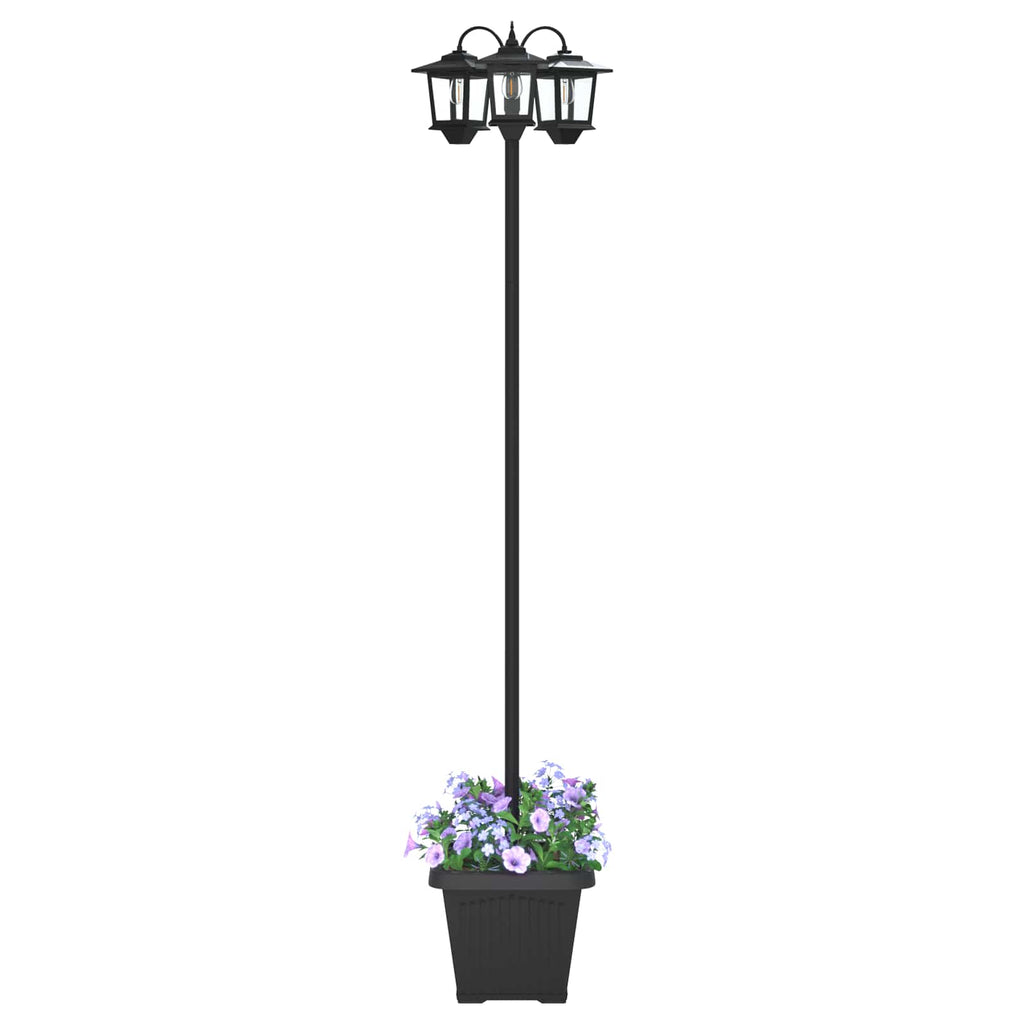 Lampione a 3 teste con vasi with LED Bulb Nero 32 x 32 x 188 cm