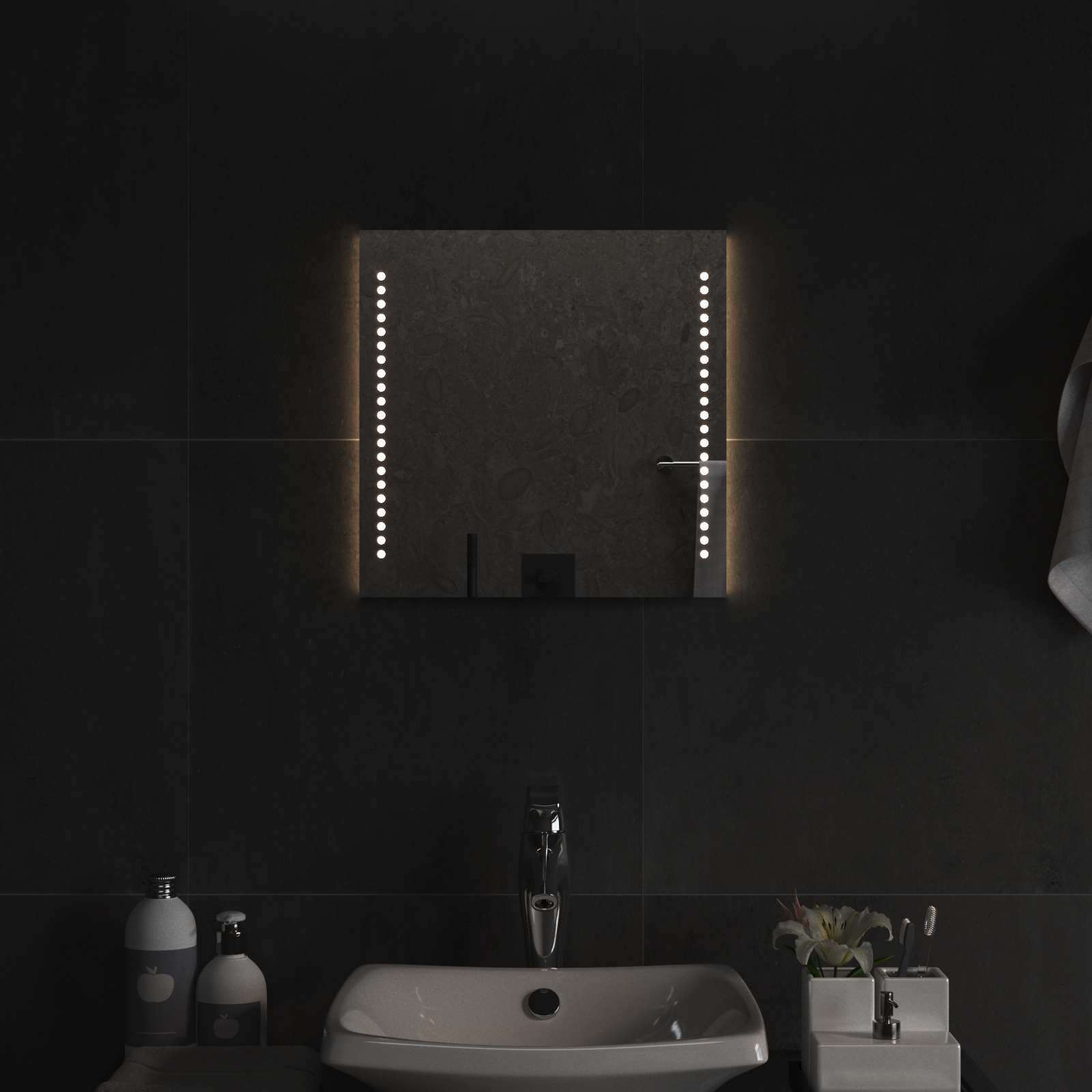 Specchio da bagno LED Trasparente 40 x 40 cm vetro temperato