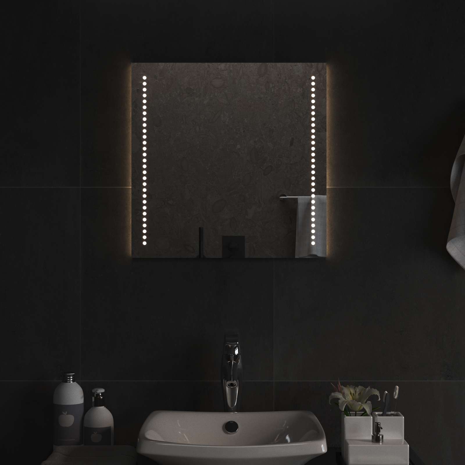 Specchio da bagno LED Trasparente 50 x 50 cm vetro temperato