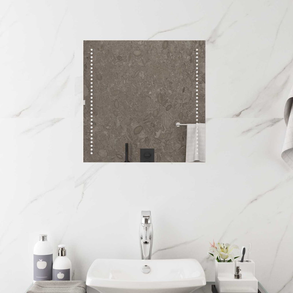 Specchio da bagno LED Trasparente 50 x 50 cm vetro temperato