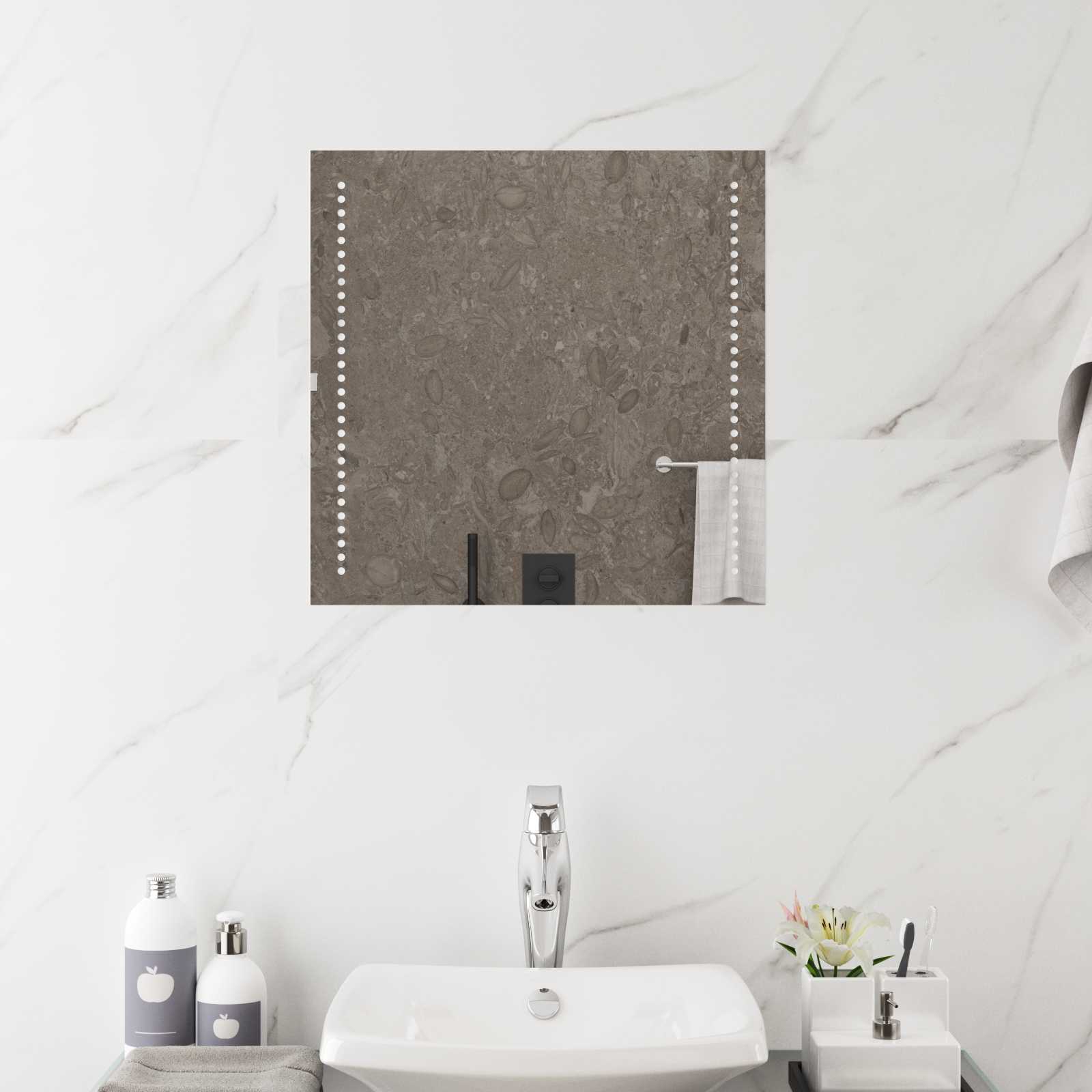 Specchio da bagno LED Trasparente 50 x 50 cm vetro temperato