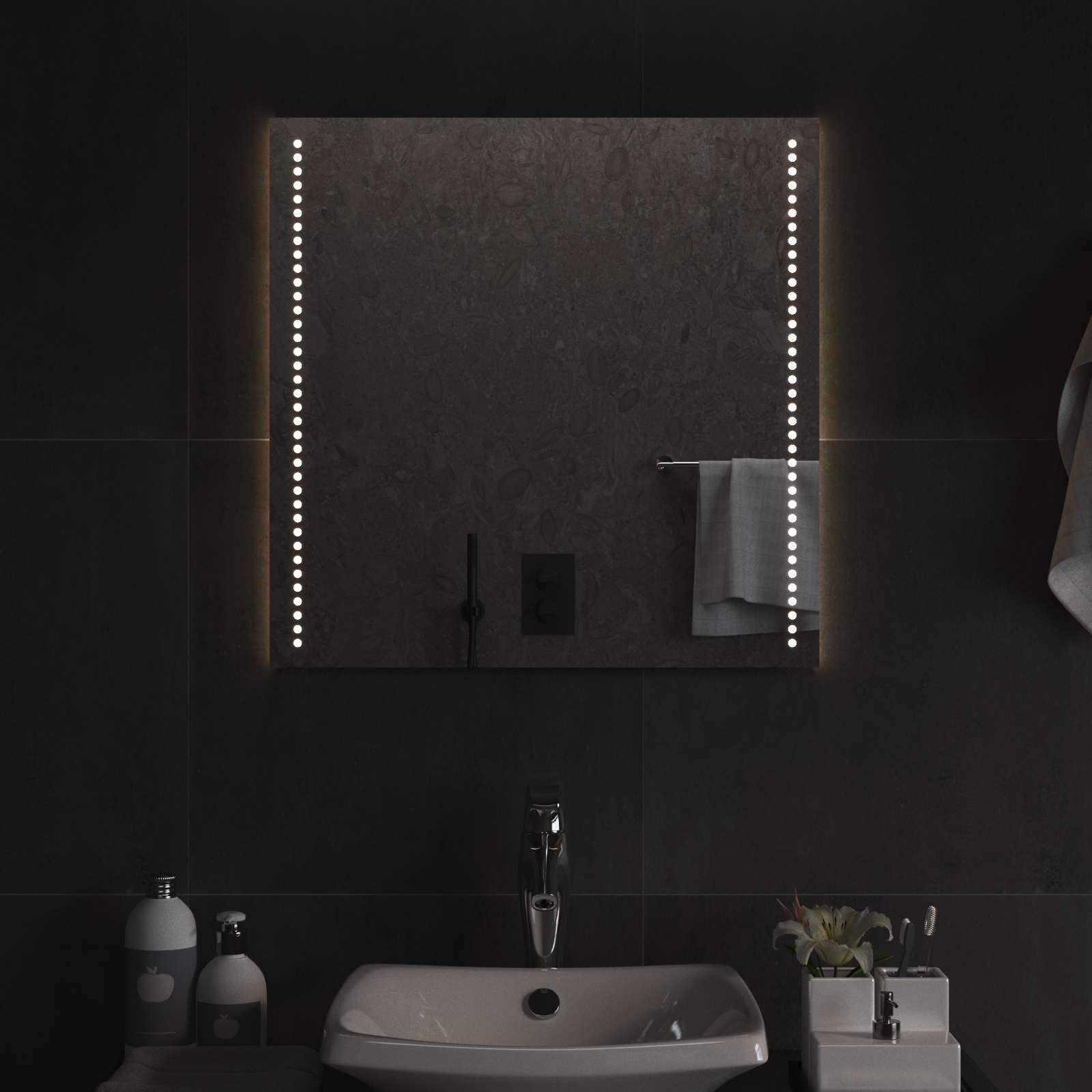 Specchio da bagno LED Trasparente 60 x 60 cm vetro temperato