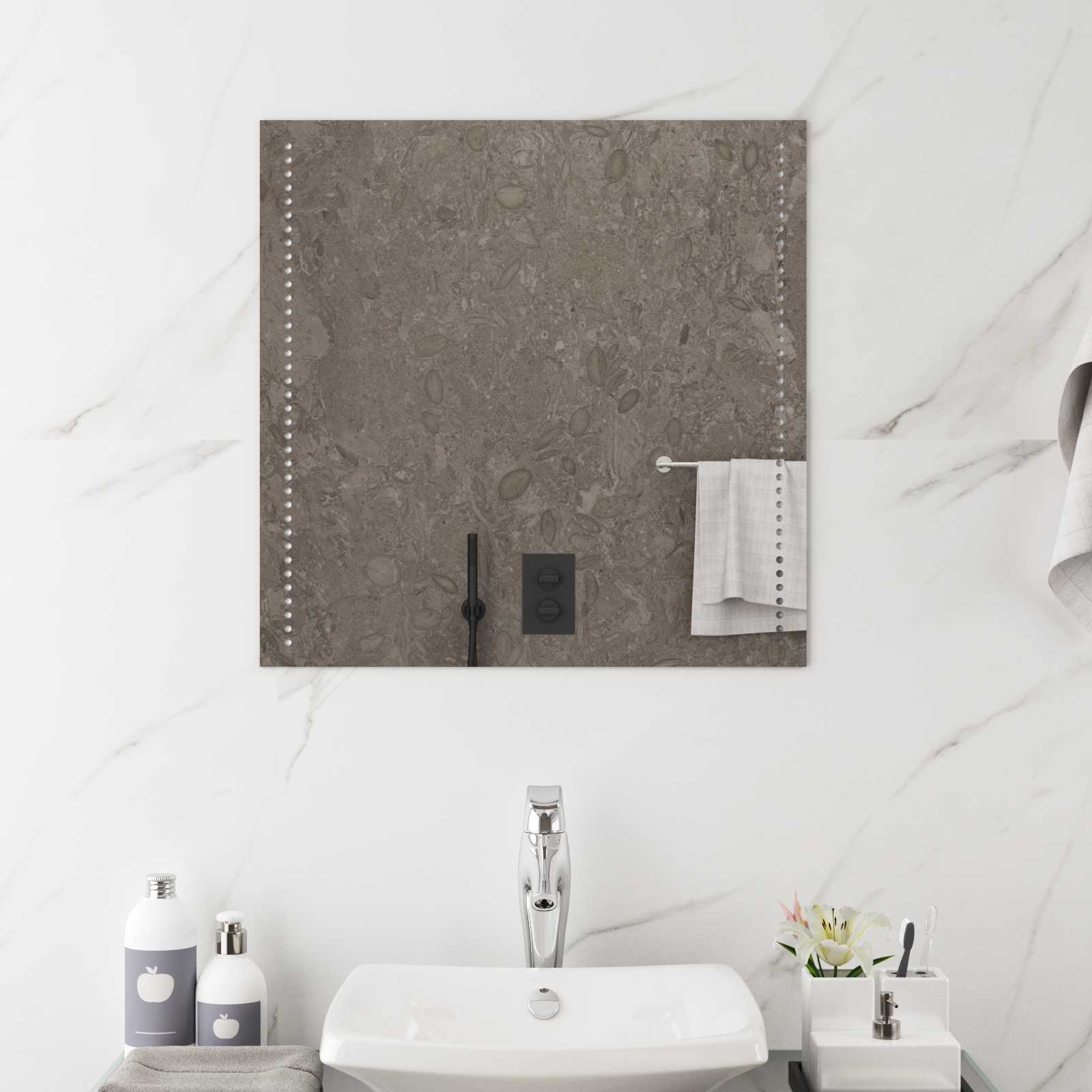 Specchio da bagno LED Trasparente 60 x 60 cm vetro temperato