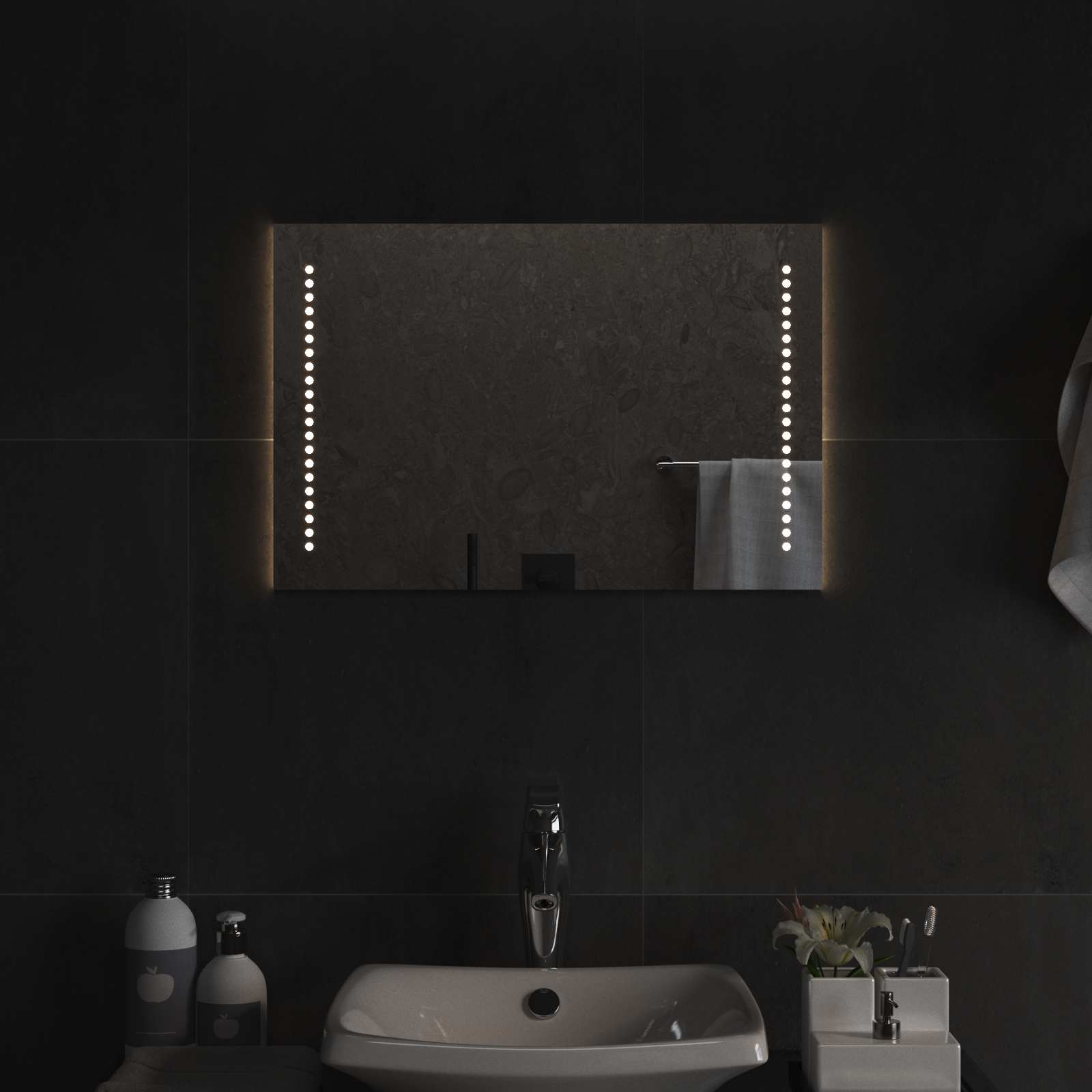 Specchio da bagno LED Trasparente 60 x 40 cm vetro temperato