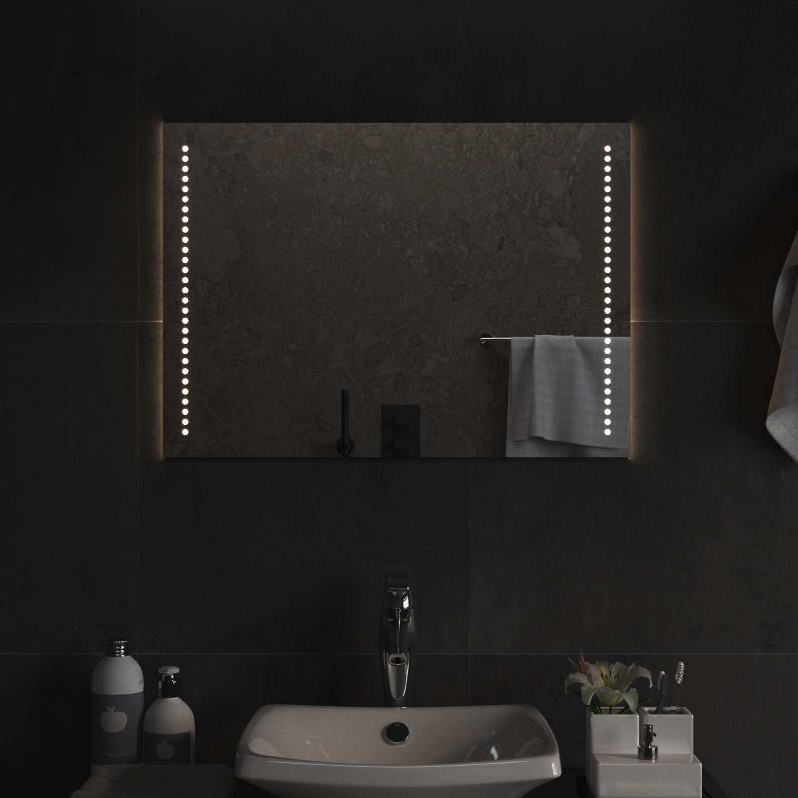 Specchio da bagno LED Trasparente 70 x 50 cm vetro temperato