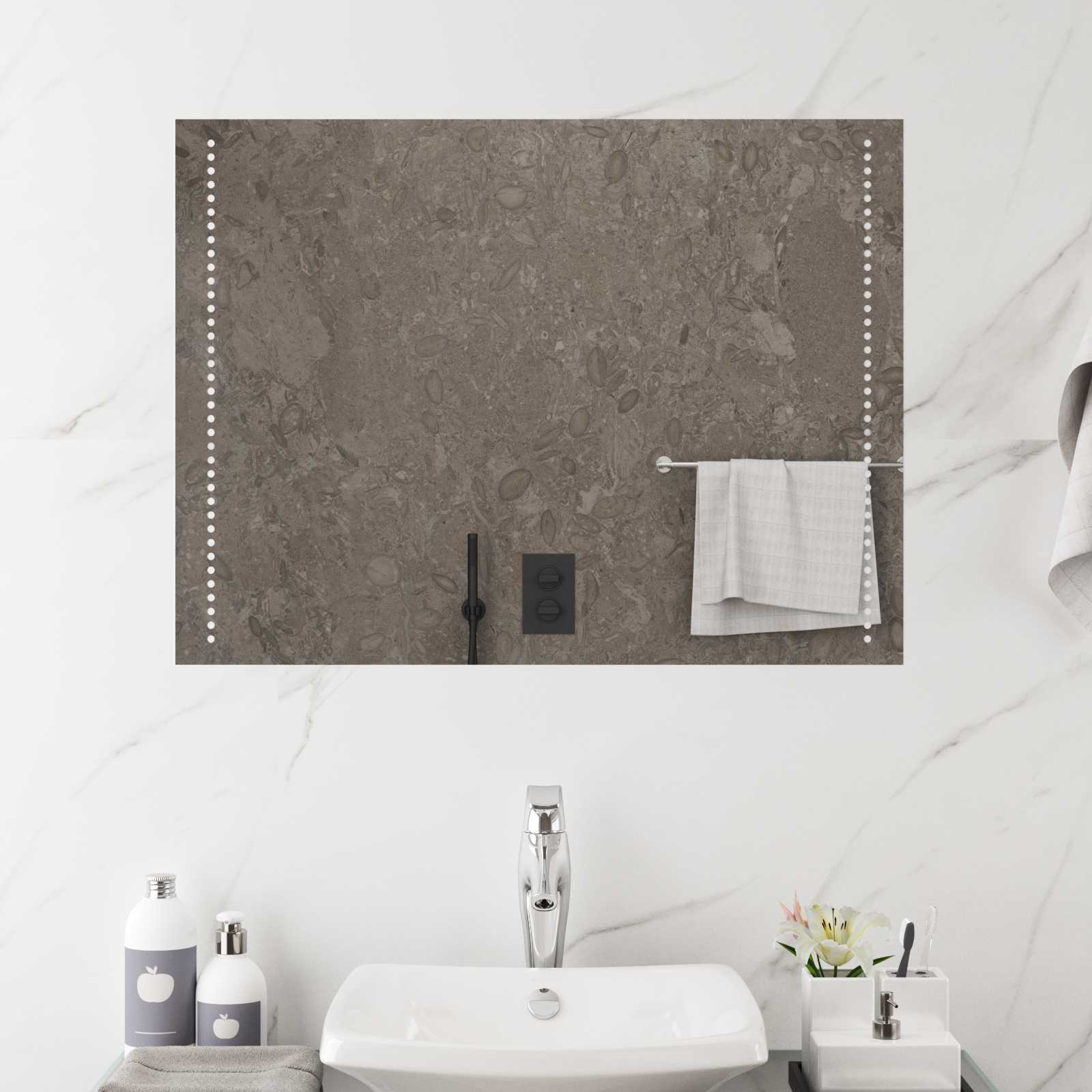 Specchio da bagno LED Trasparente 80 x 60 cm vetro temperato