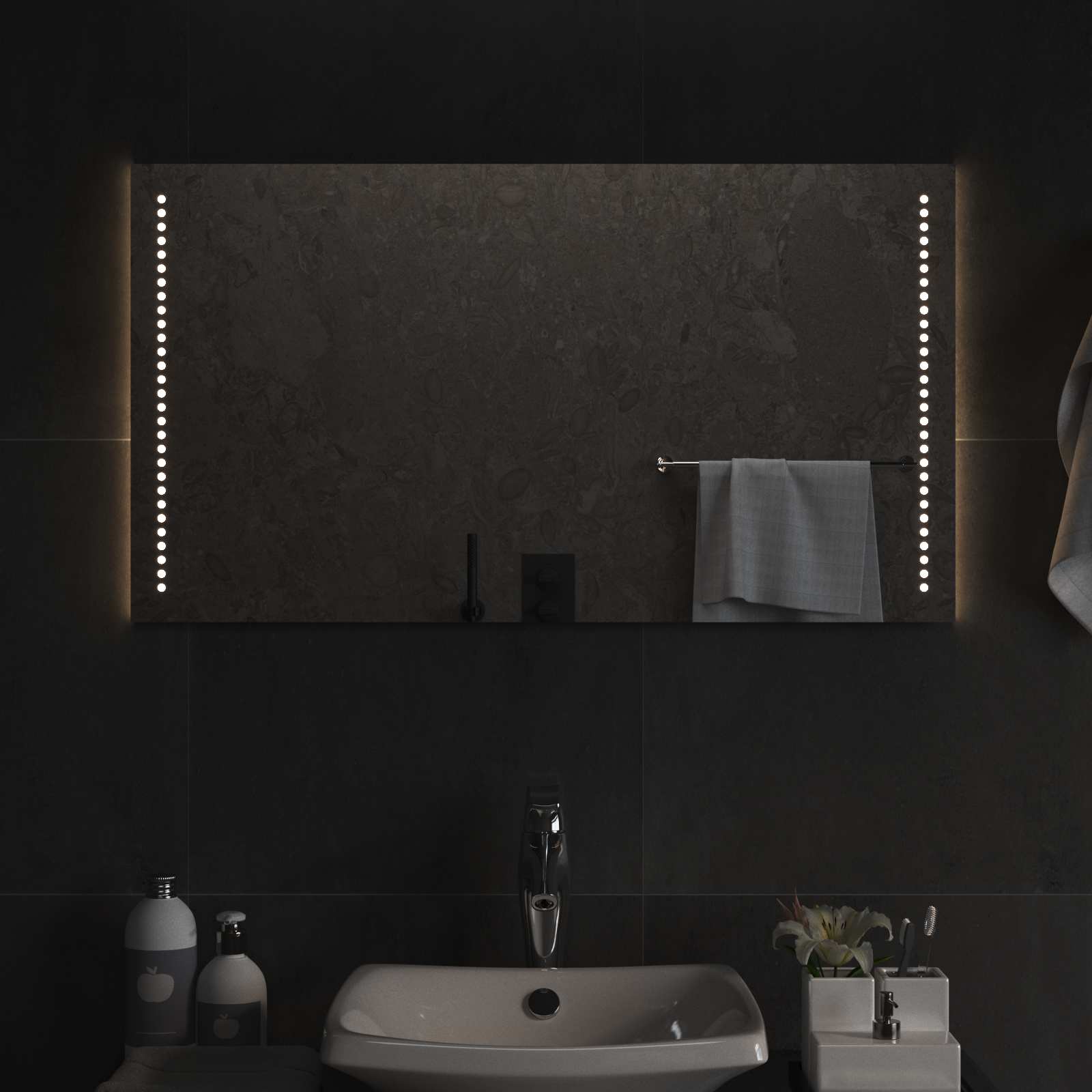 Specchio da bagno LED Trasparente 90 x 50 cm vetro temperato