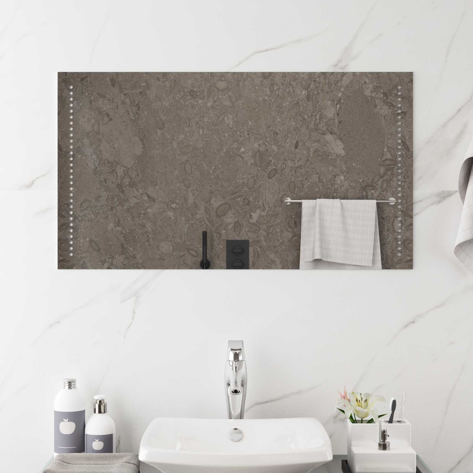 Specchio da bagno LED Trasparente 90 x 50 cm vetro temperato
