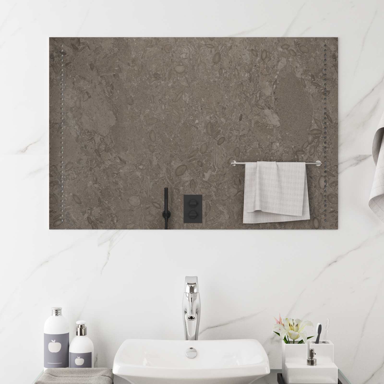 Specchio da bagno LED Trasparente 90 x 60 cm vetro temperato