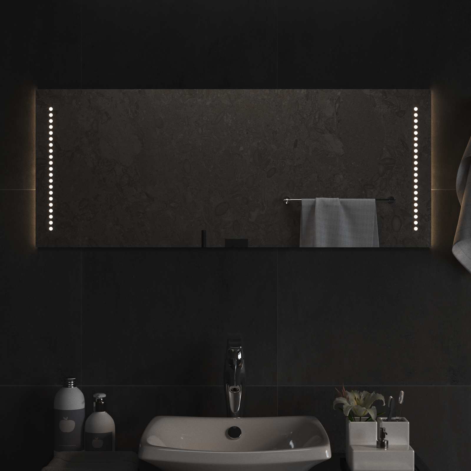Specchio da bagno LED Trasparente 100 x 40 cm vetro temperato