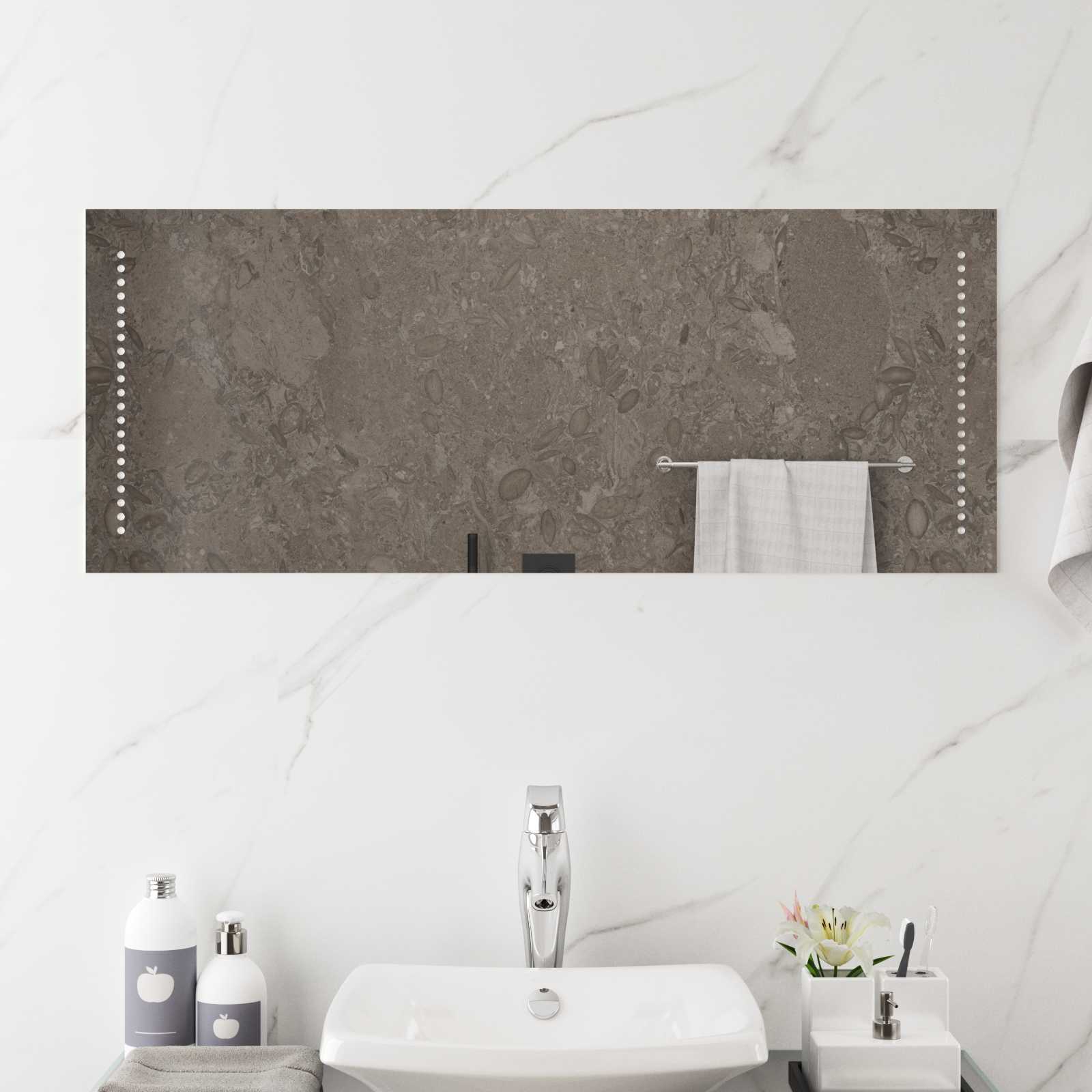 Specchio da bagno LED Trasparente 100 x 40 cm vetro temperato