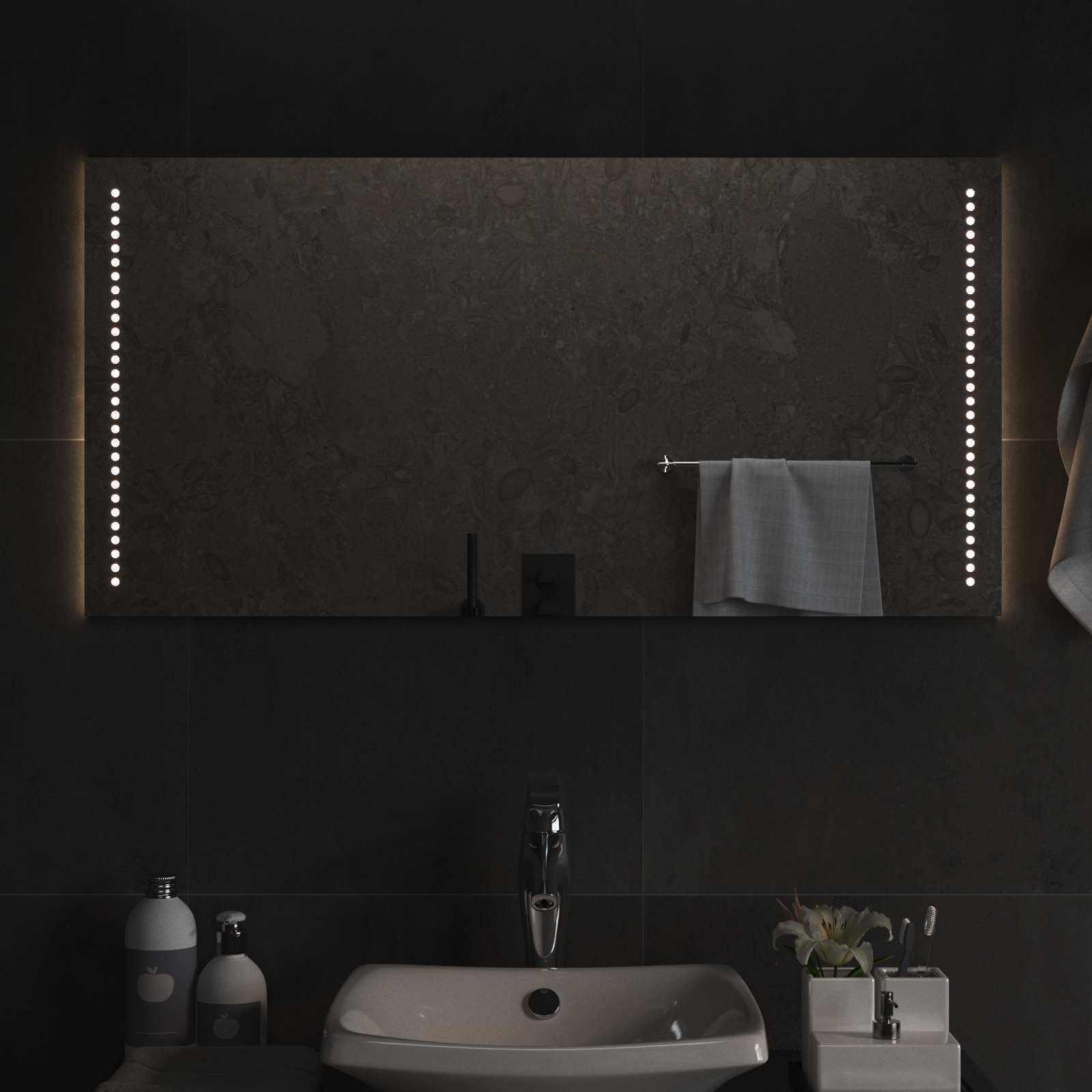 Specchio da bagno LED Trasparente 100 x 50 cm vetro temperato