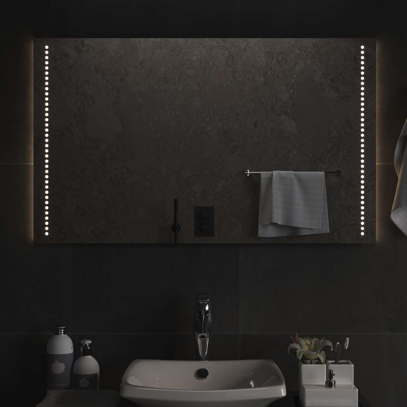 Specchio da bagno LED Trasparente 100 x 60 cm vetro temperato