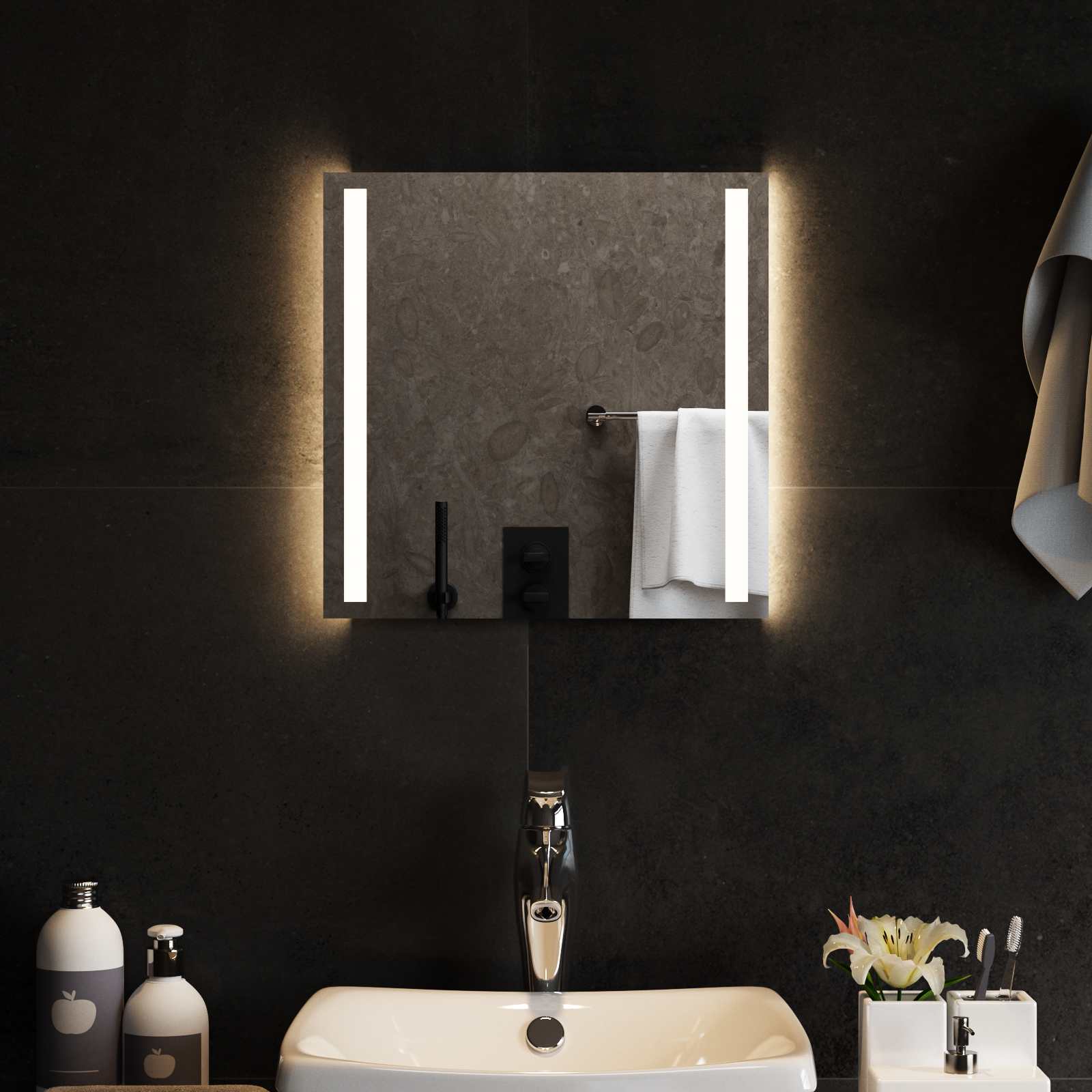 Specchio da bagno LED Trasparente 40 x 40 cm vetro temperato