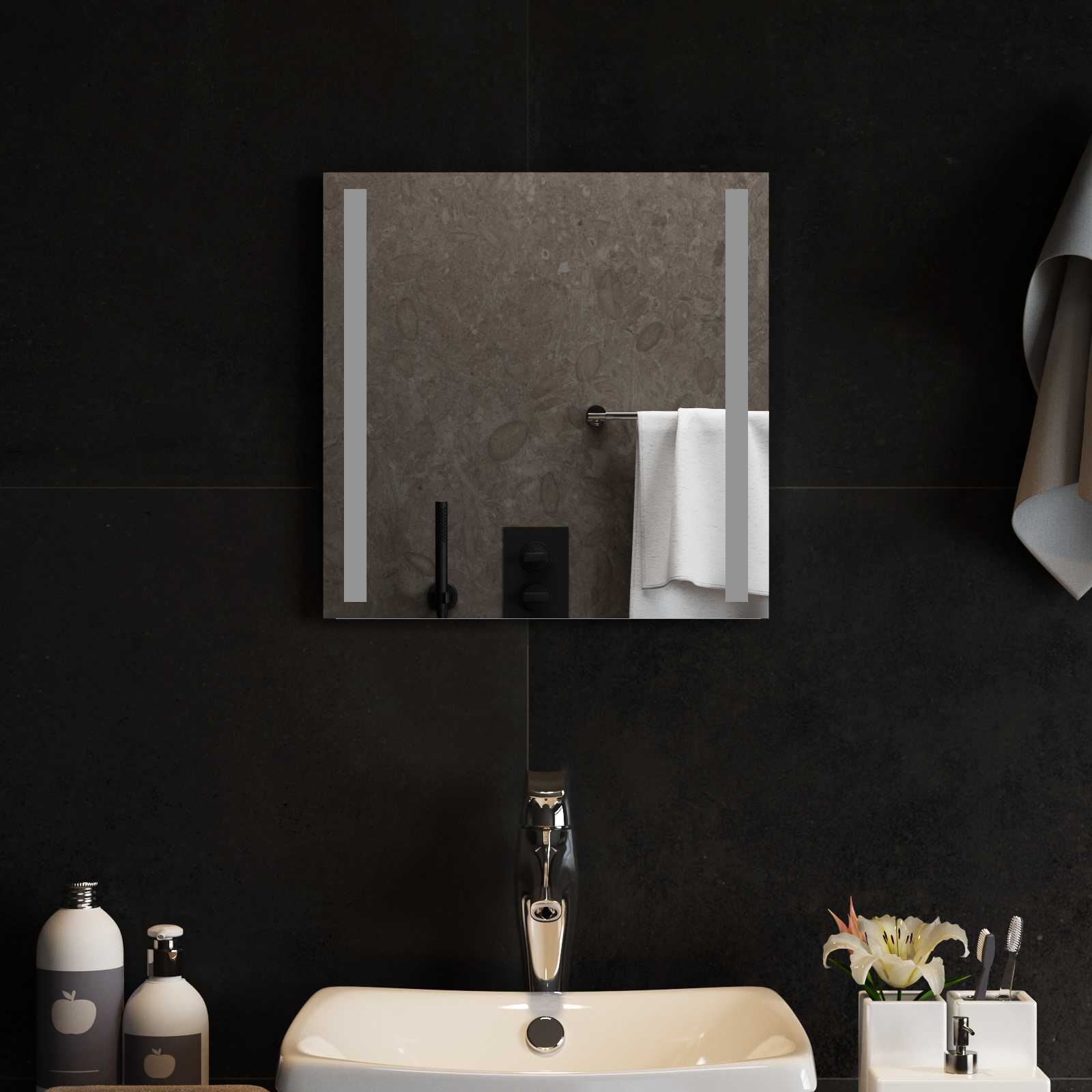 Specchio da bagno LED Trasparente 40 x 40 cm vetro temperato