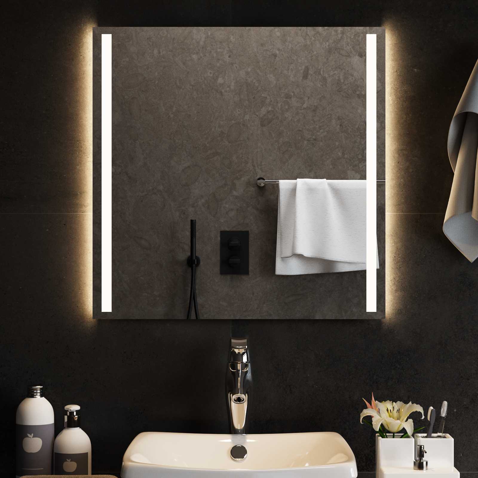 Specchio da bagno LED Trasparente 60 x 60 cm vetro temperato