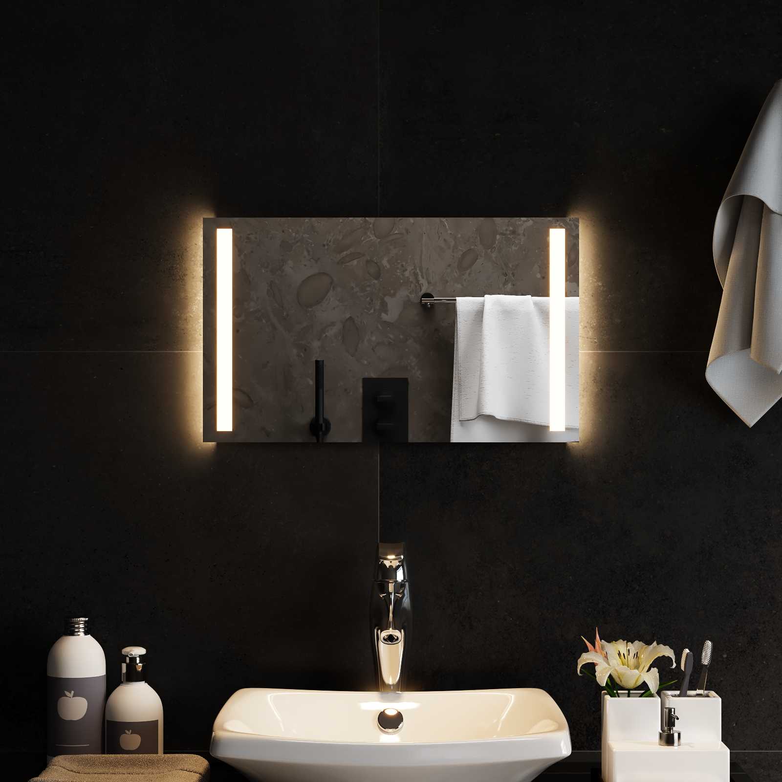 Specchio da bagno LED Trasparente 50 x 30 cm vetro temperato